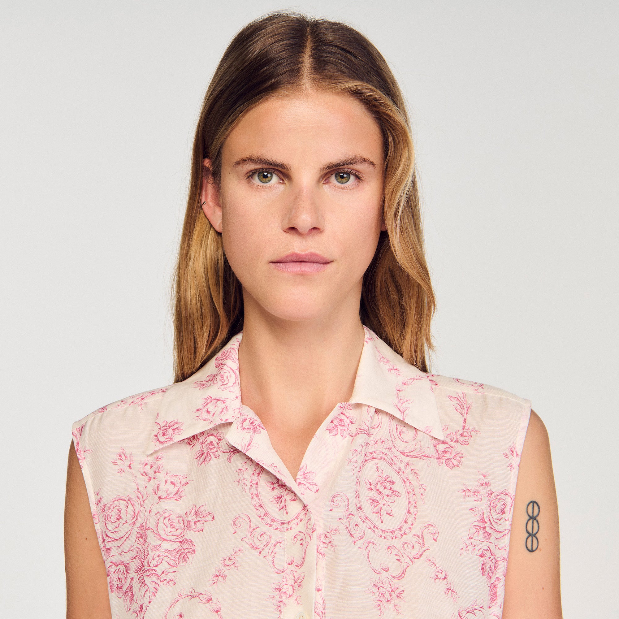 Canberra Maxi Dress With Classic Collar Pink / Ecru