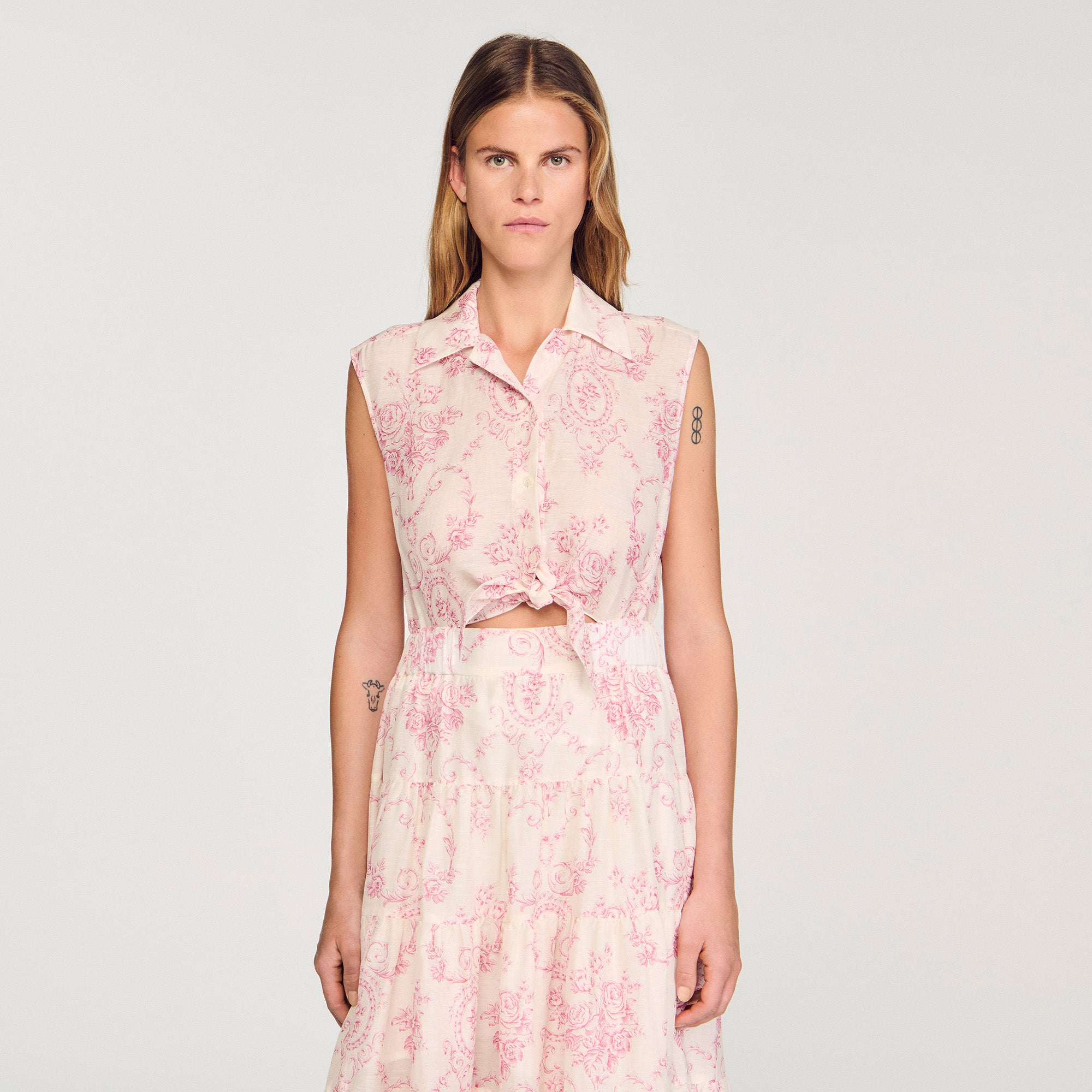Canberra Maxi Dress With Classic Collar Pink / Ecru