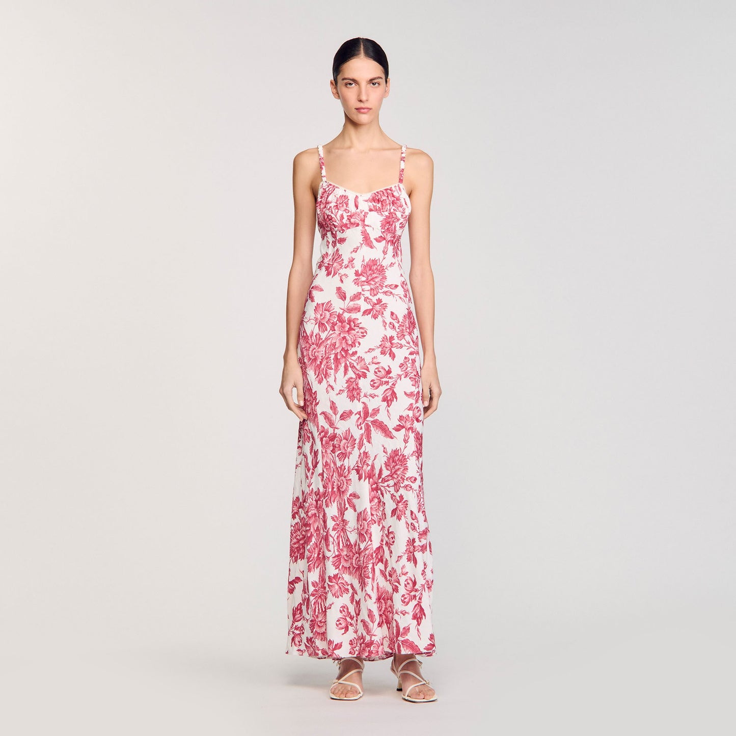 Joselle Floral Print Maxi Dress White / Red