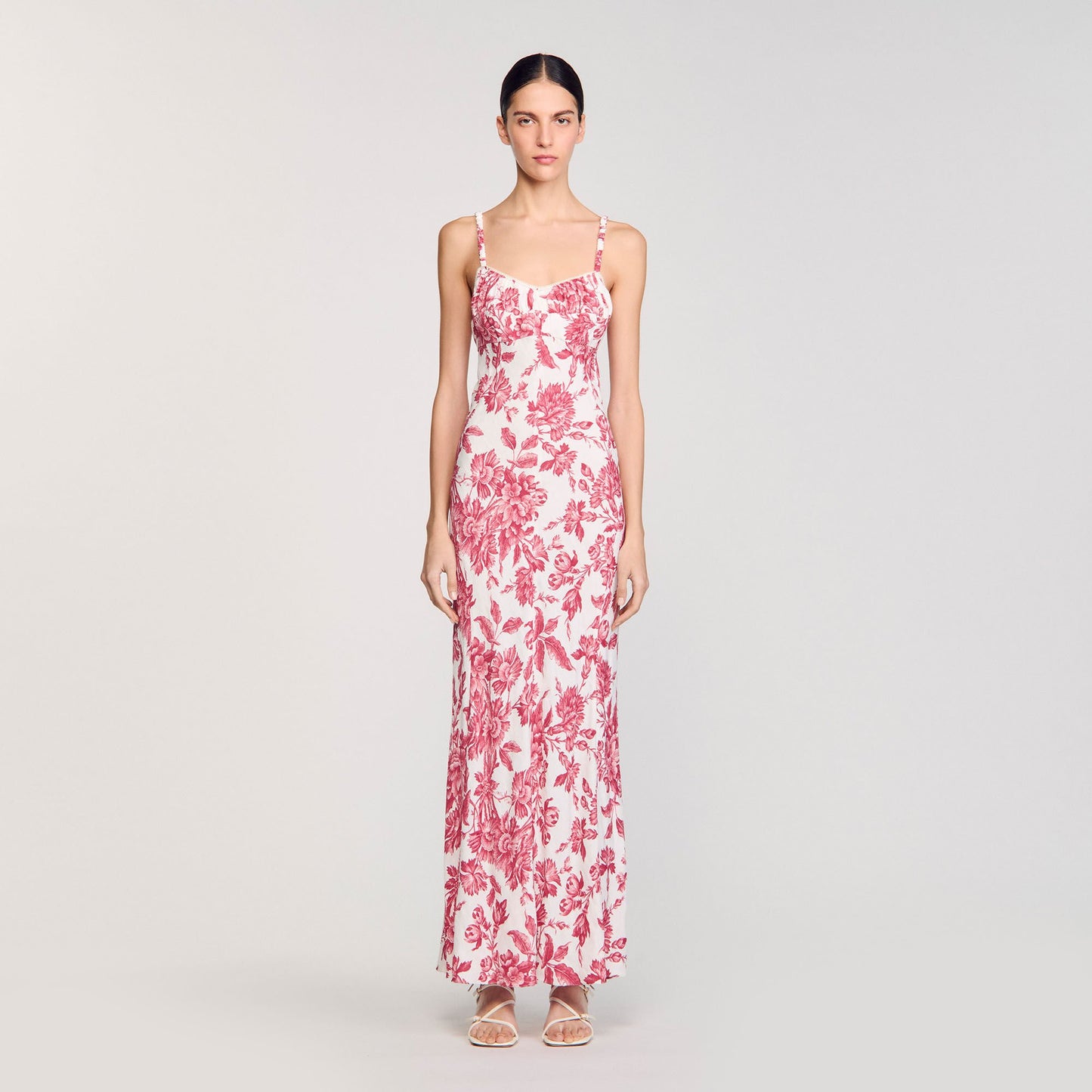 Joselle Floral Print Maxi Dress White / Red