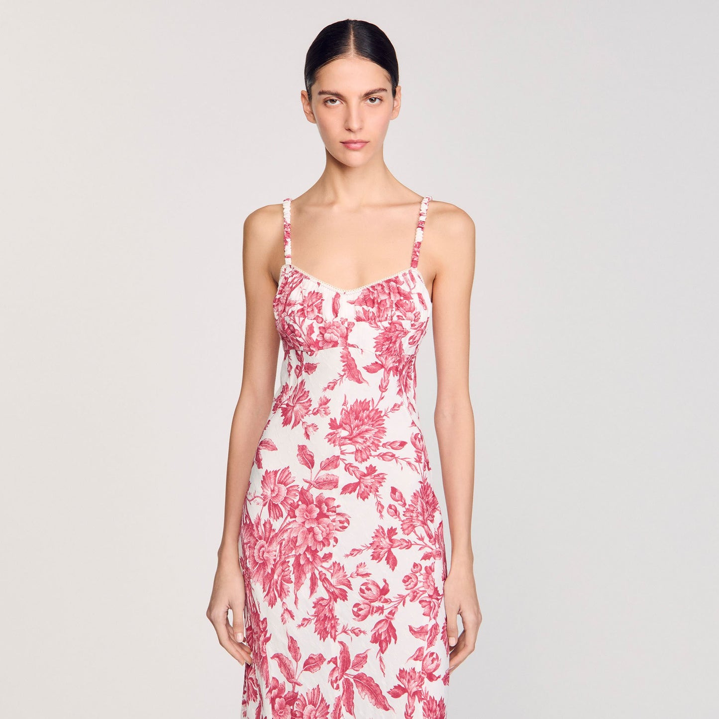 Joselle Floral Print Maxi Dress White / Red