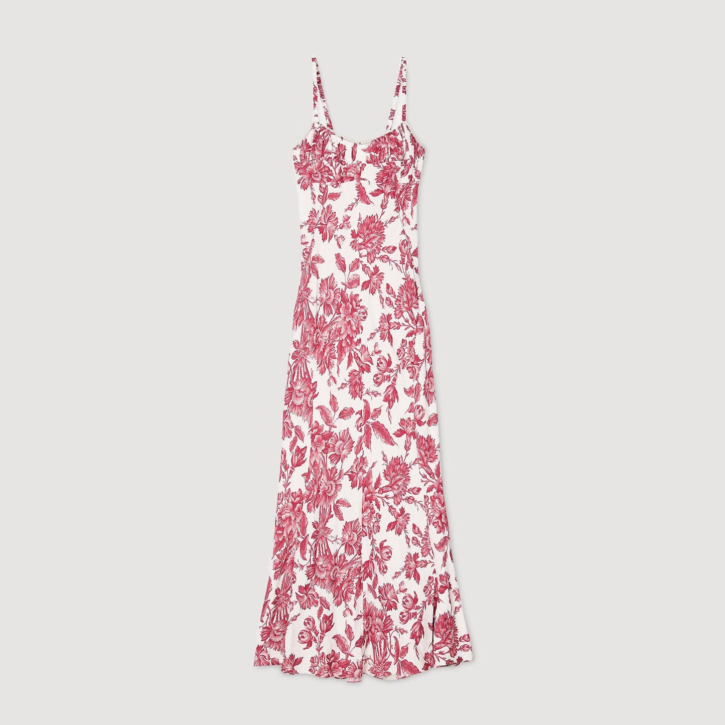 Joselle Floral Print Maxi Dress White / Red