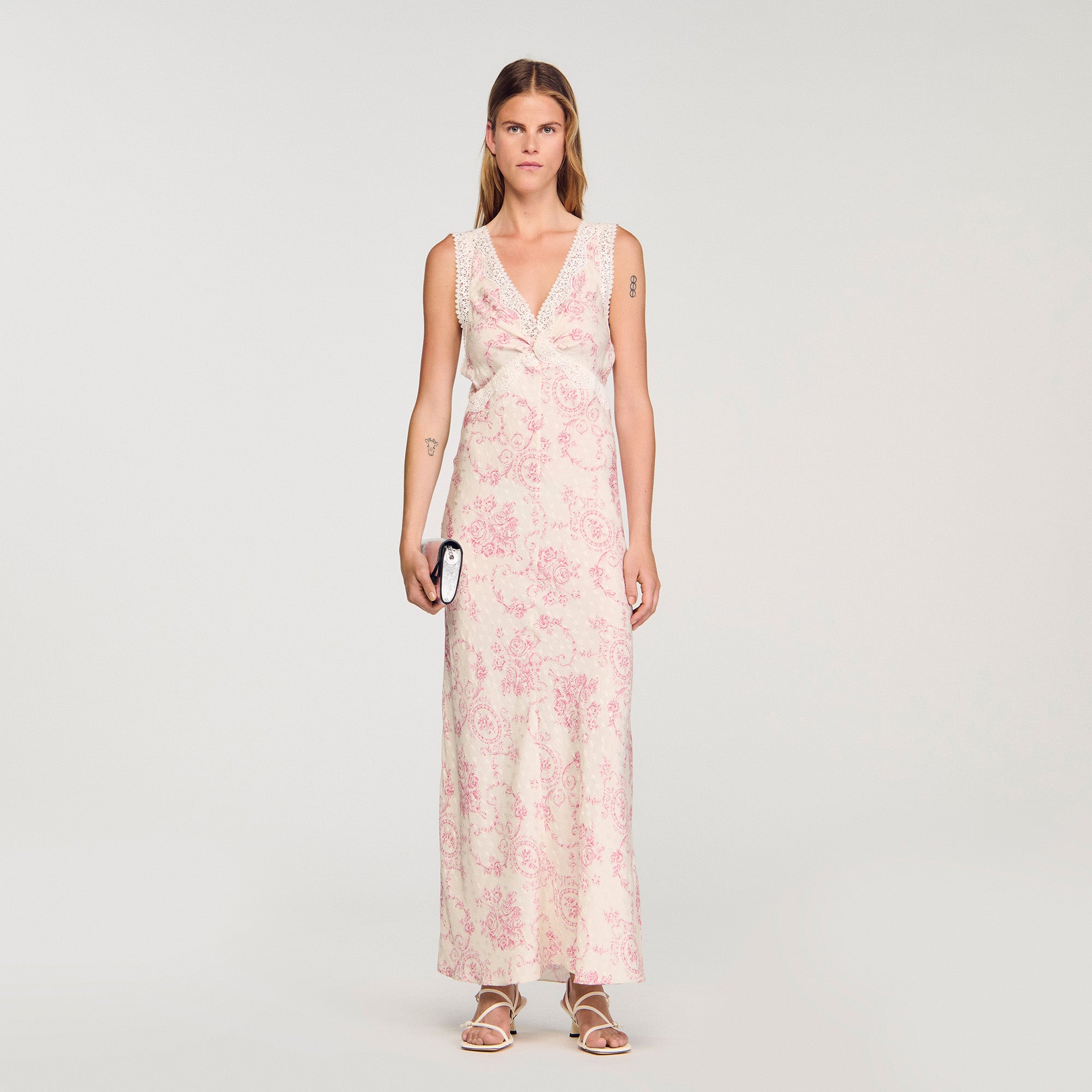 sandro pink floral dress Flower print maxi dress pink For Women