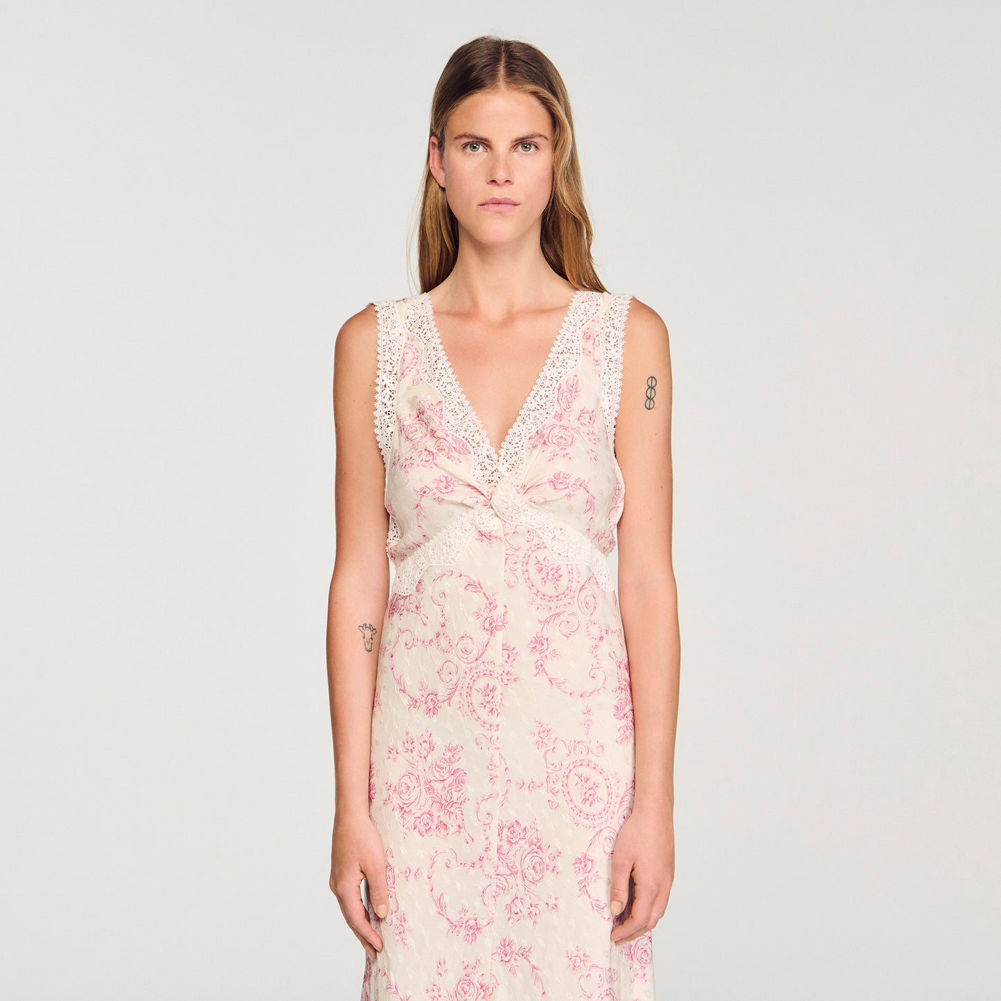 Brisbane Lace-Trimmed Maxi Dress Pink / Ecru