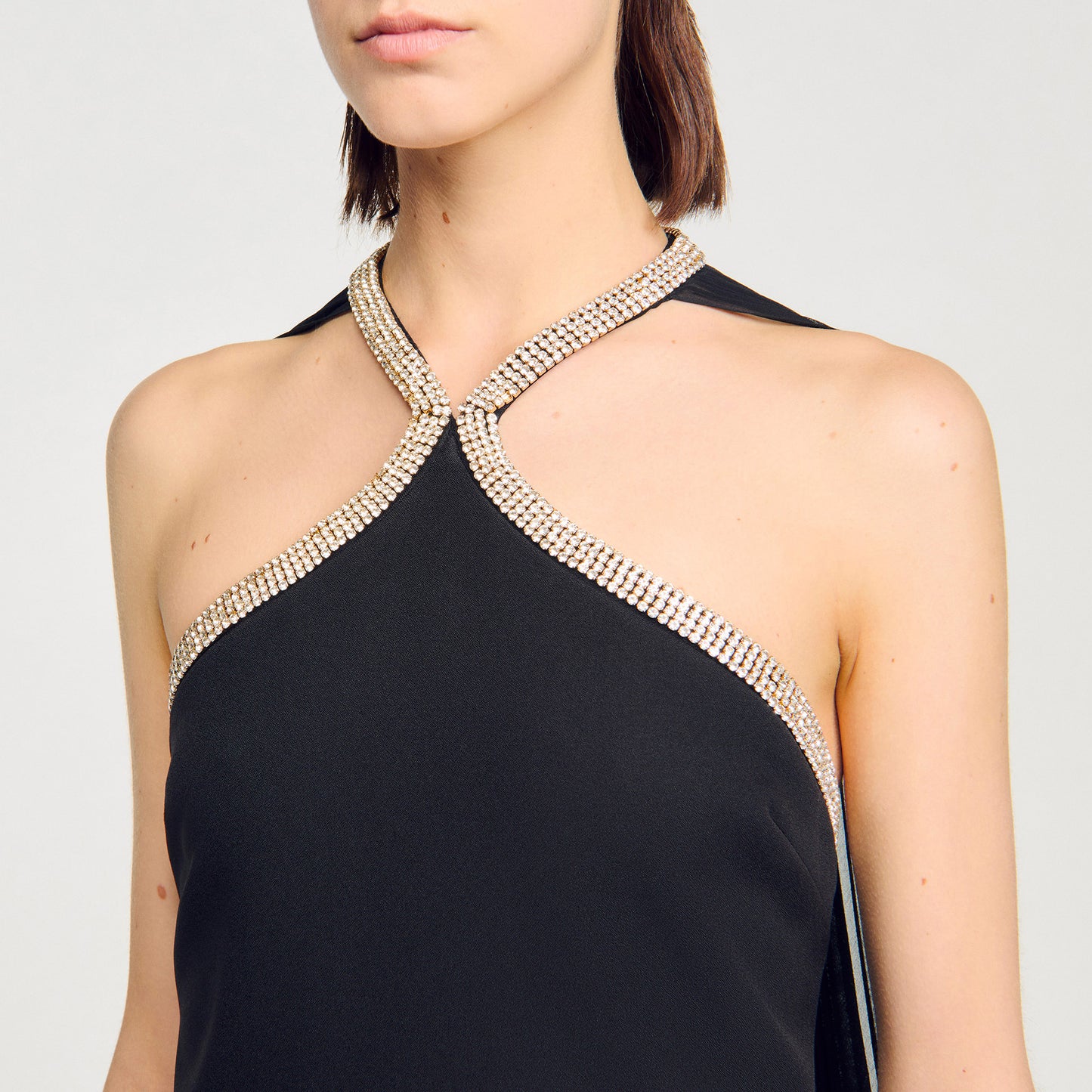 Adelaide Short Cape Dress With Rhinestones Black