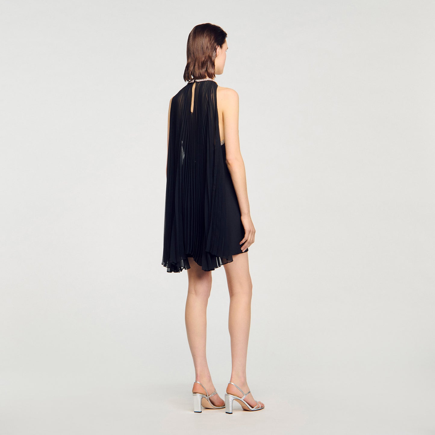Adelaide Short Cape Dress With Rhinestones Black