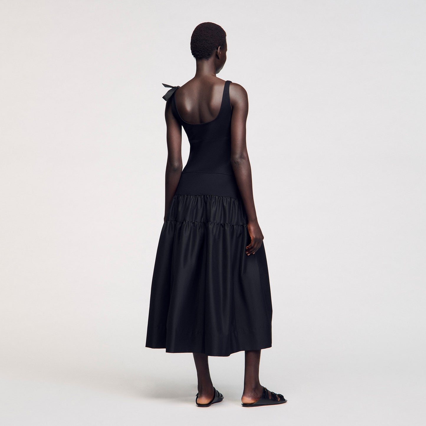 Lolie Long Dual-Material Dress Black