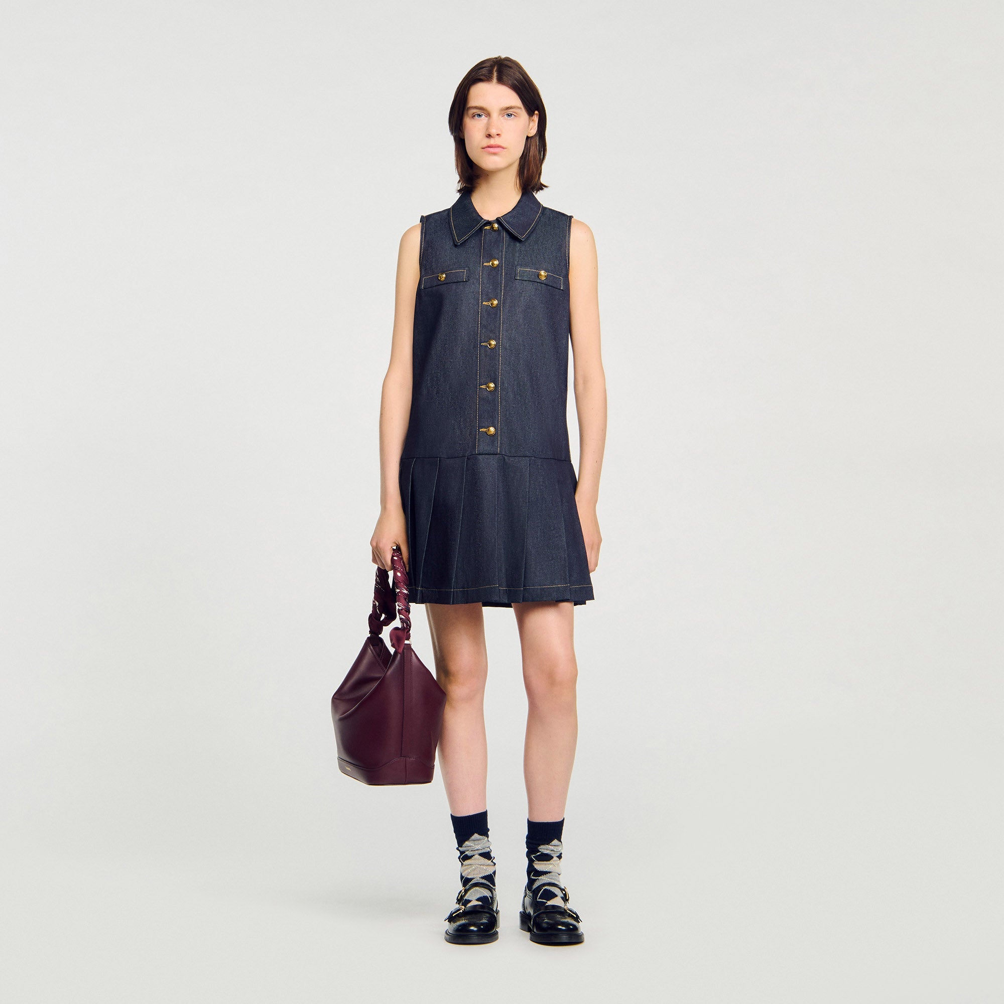 Virgie Short Denim Dress Deep Blu