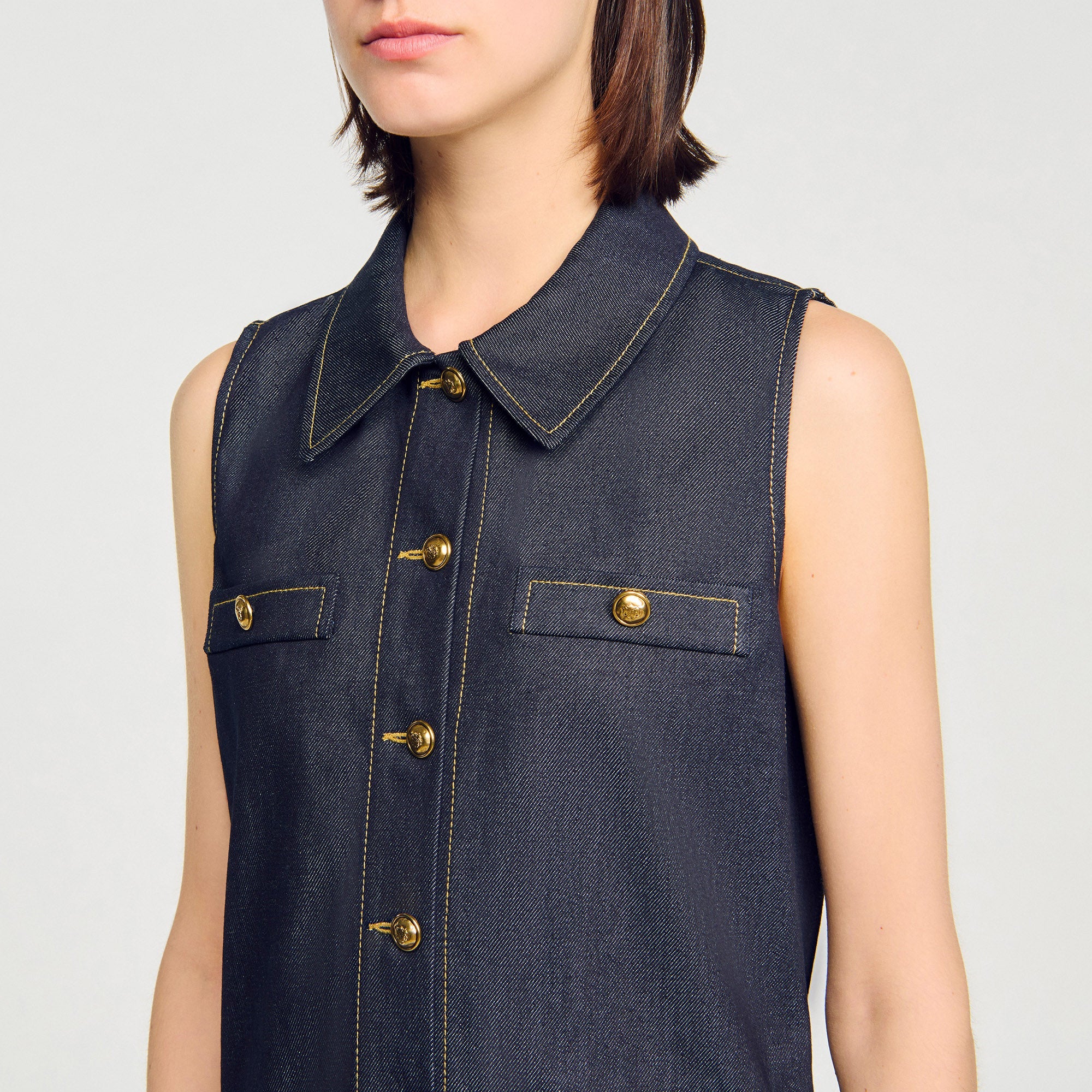 Virgie Short Denim Dress Deep Blu