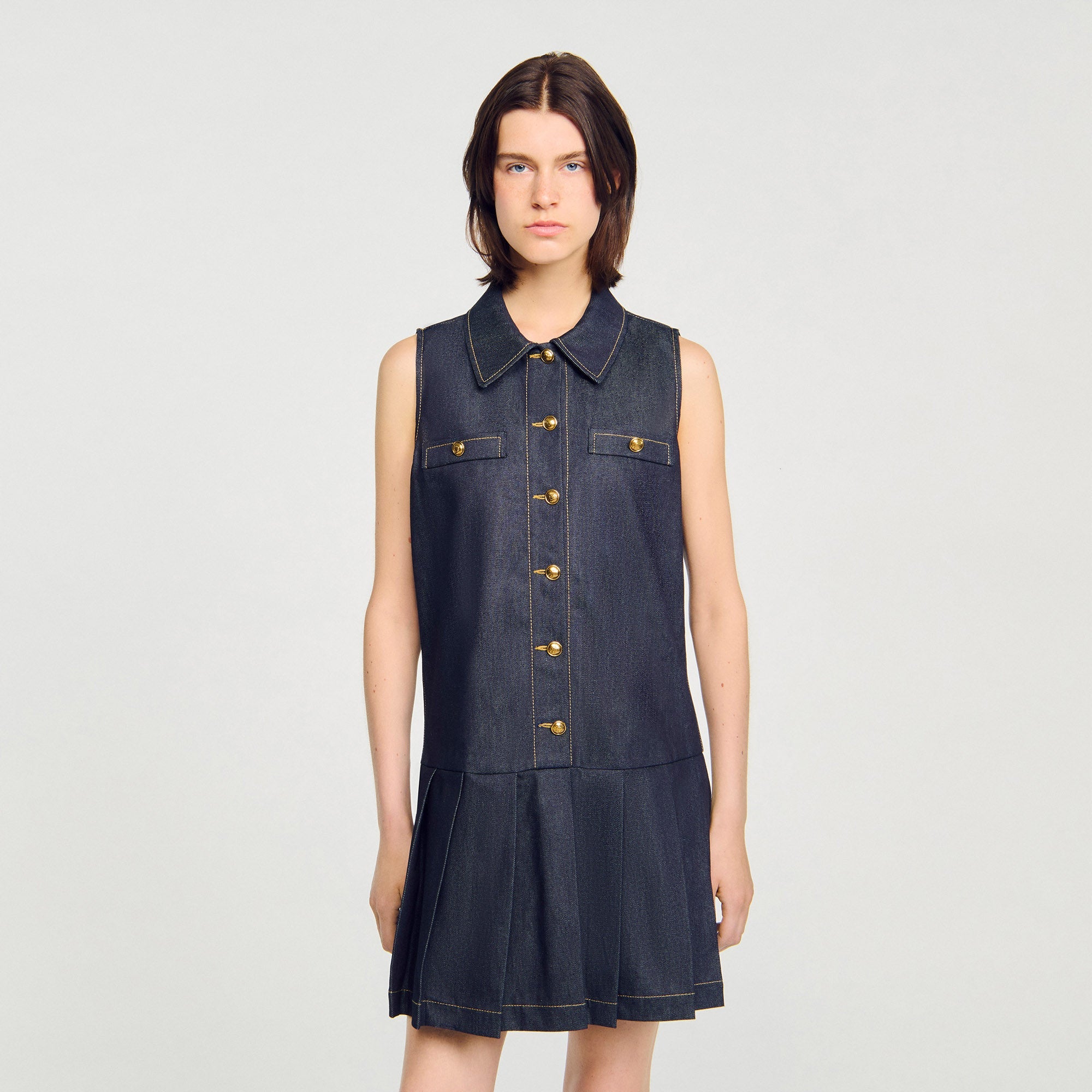 Virgie Short Denim Dress Deep Blu
