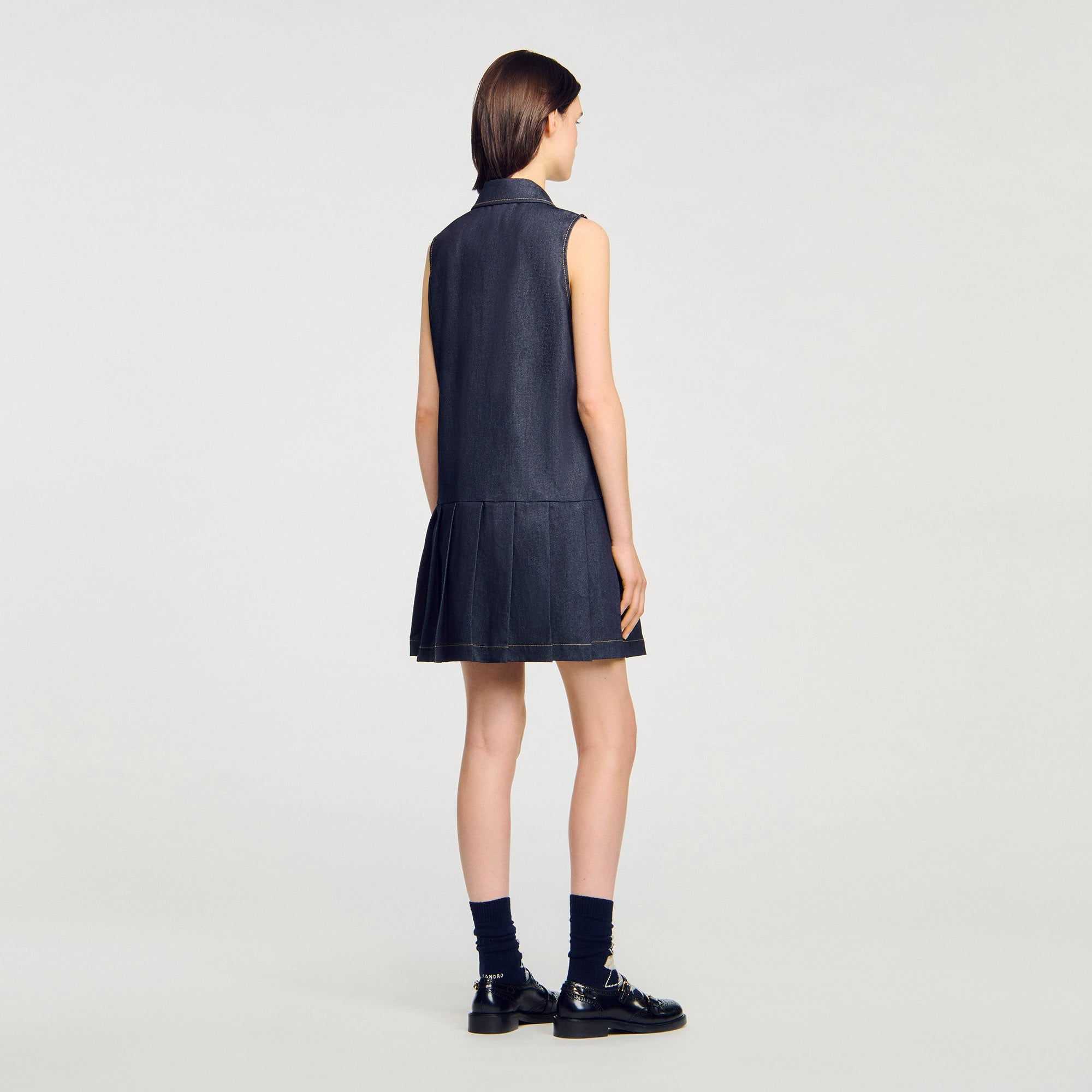 Virgie Short Denim Dress Deep Blu