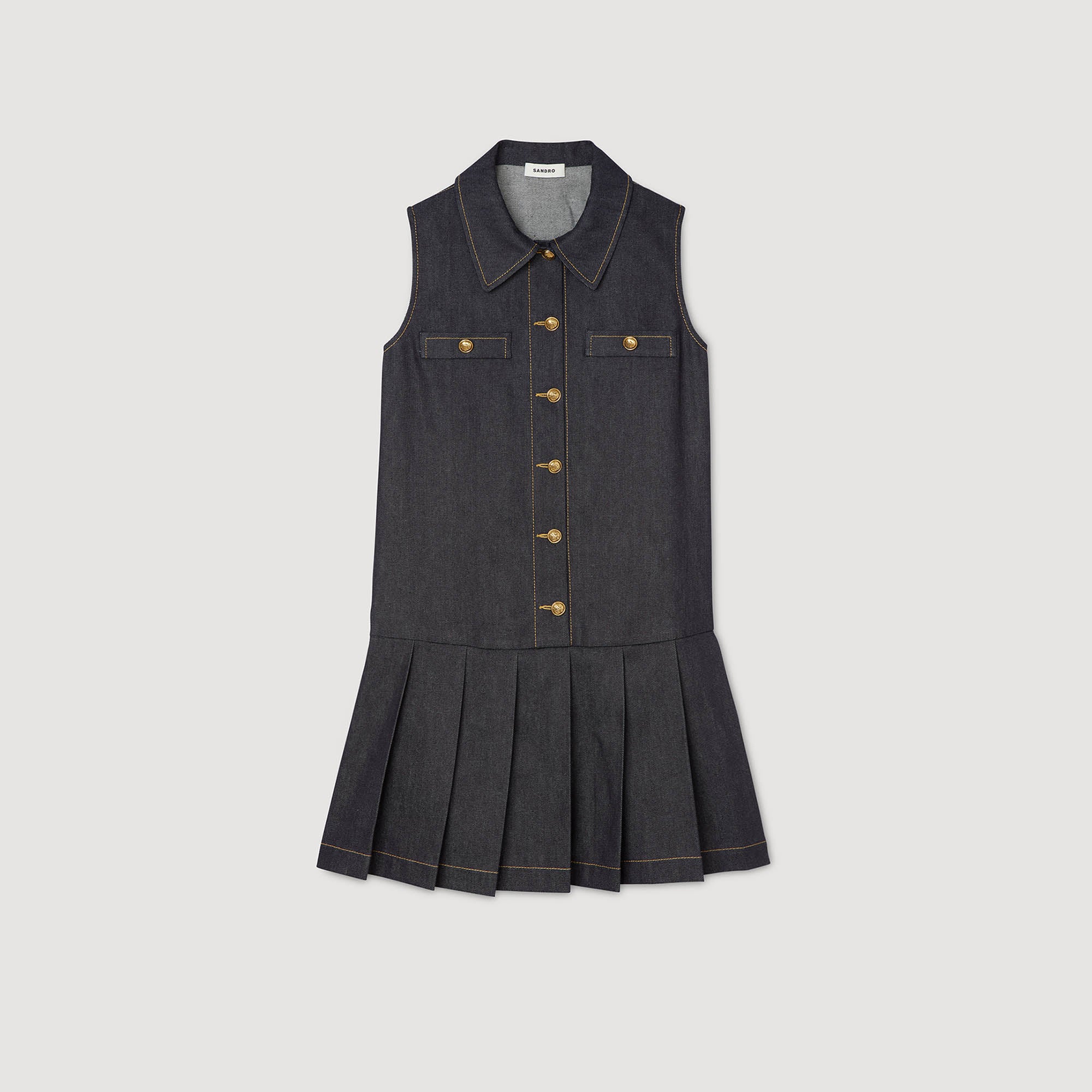 Virgie Short Denim Dress Deep Blu