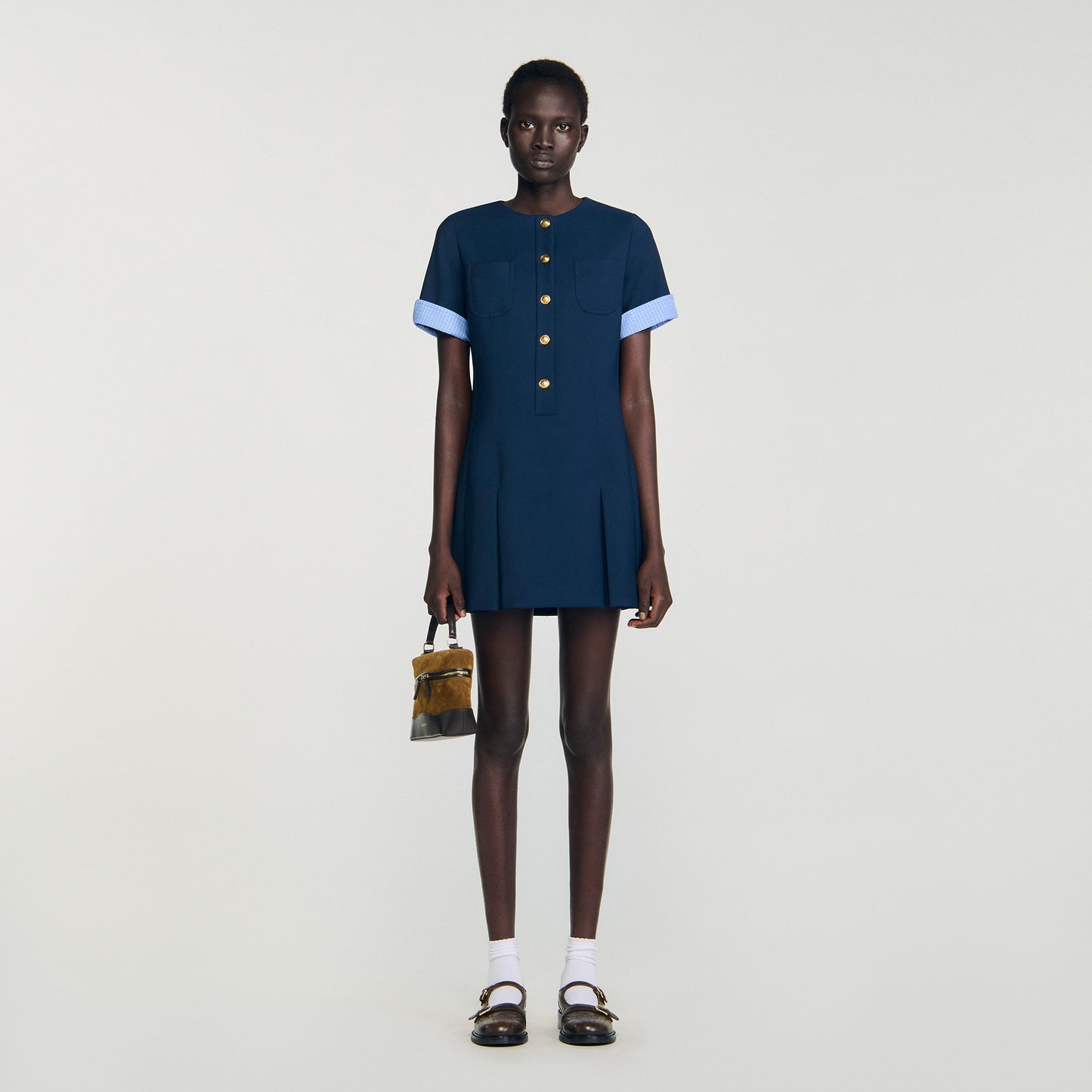 Suzie Short Pleated Dress Navy Blue