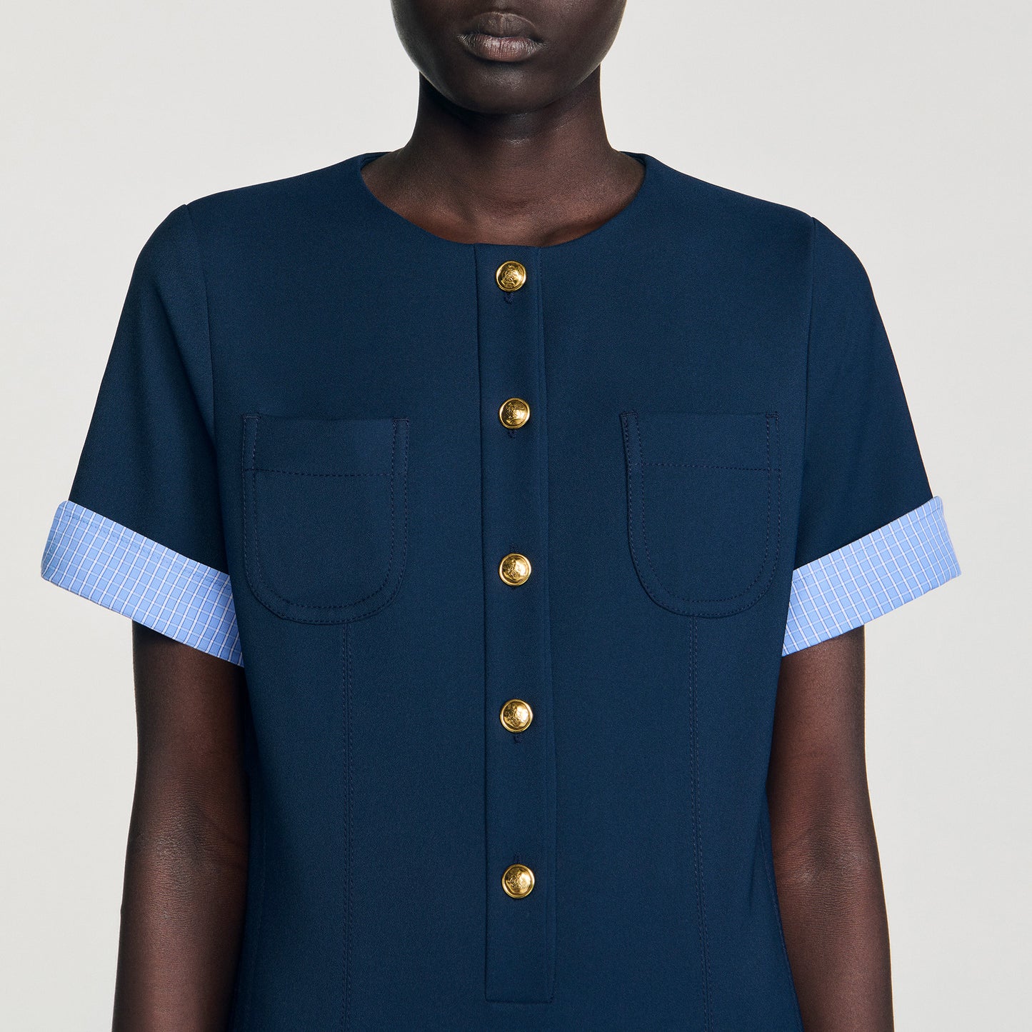 Suzie Short Pleated Dress Navy Blue