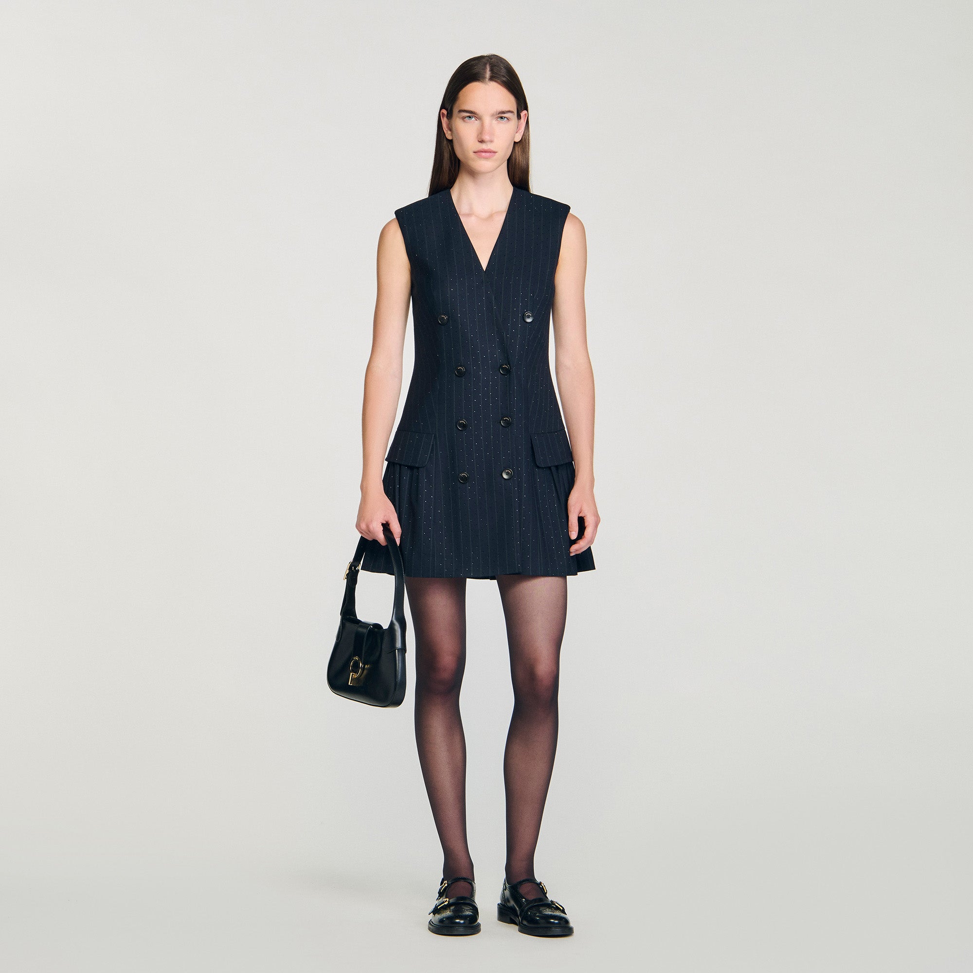 Ezianne Short Rhinestone Suit Dress Navy Blue