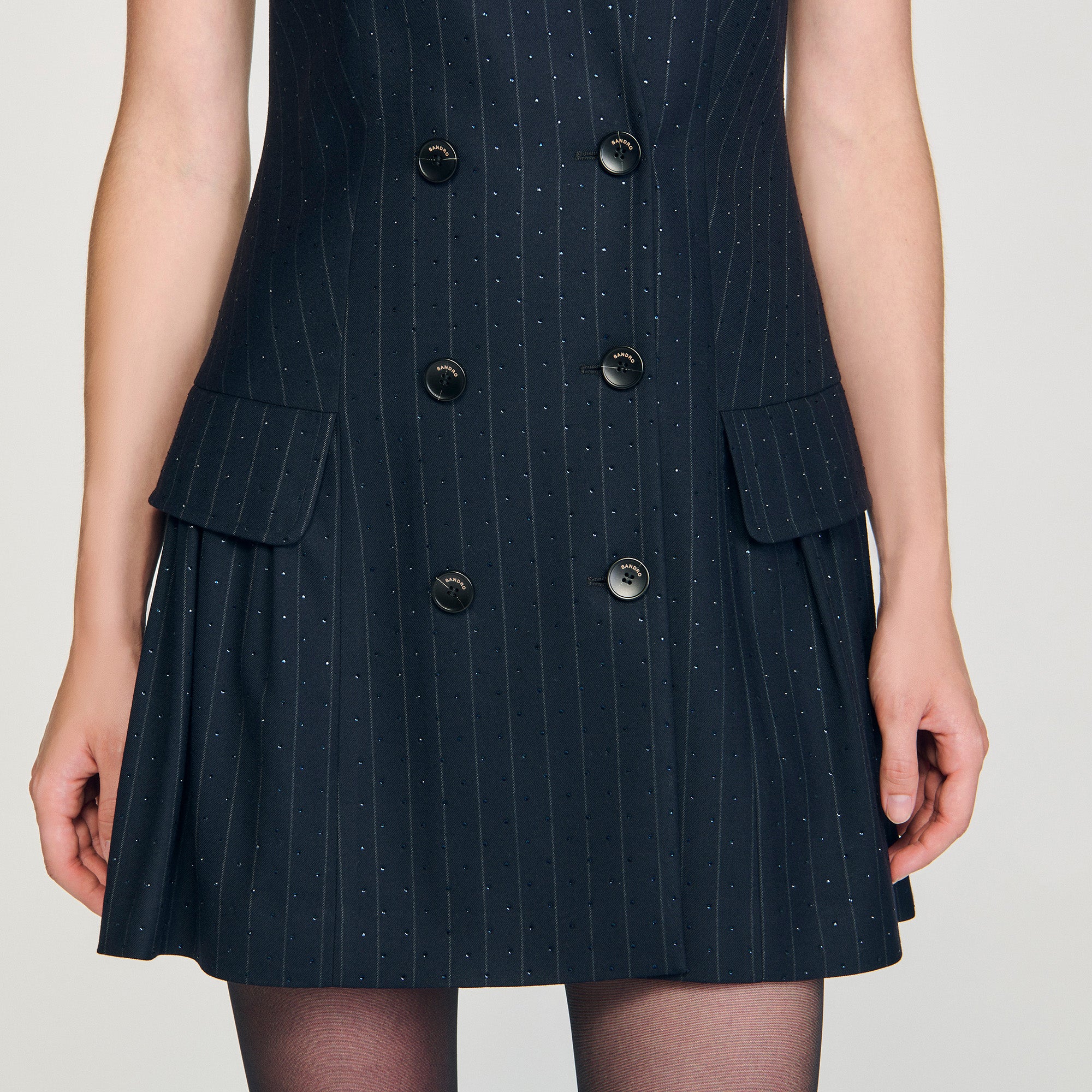 Ezianne Short Rhinestone Suit Dress Navy Blue