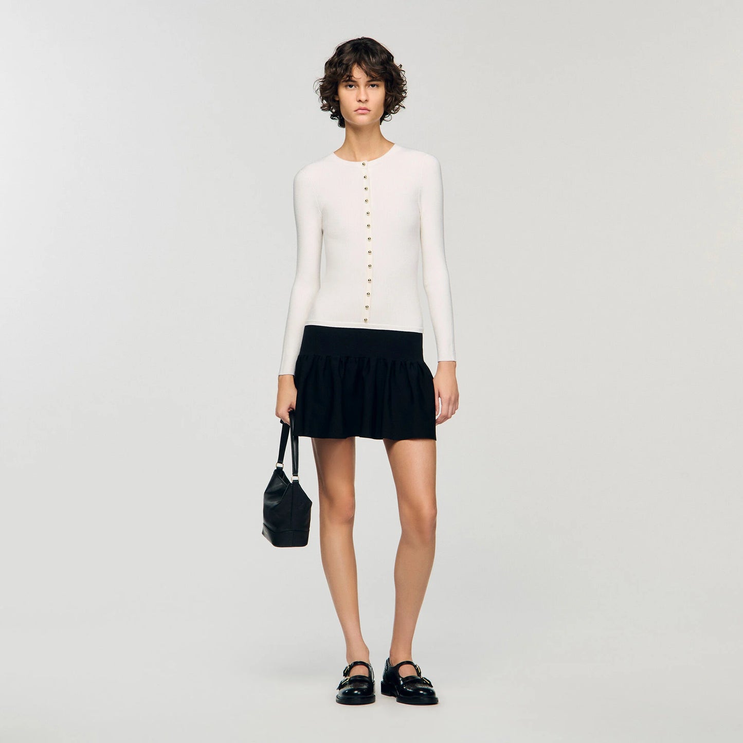 Maelya Cropped Two-Tone Dress Ecru / Black