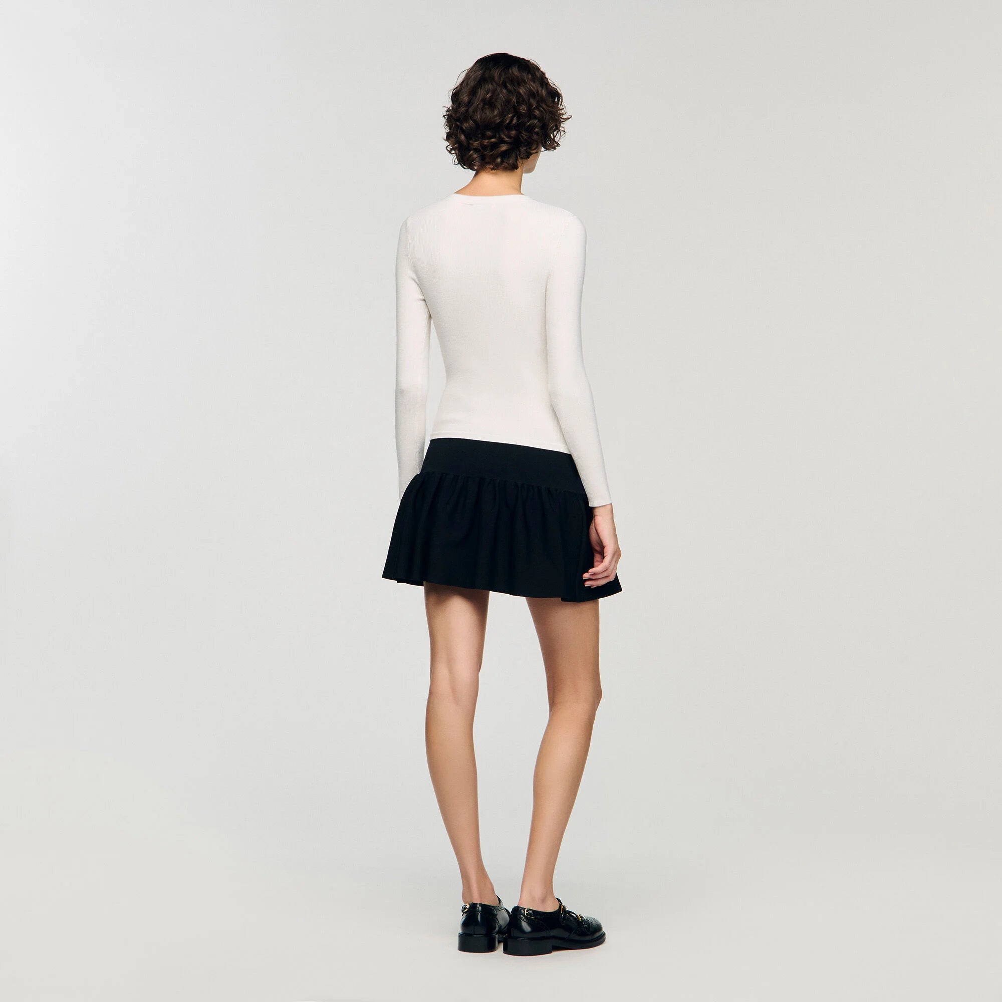 Maelya Cropped Two-Tone Dress Ecru / Black