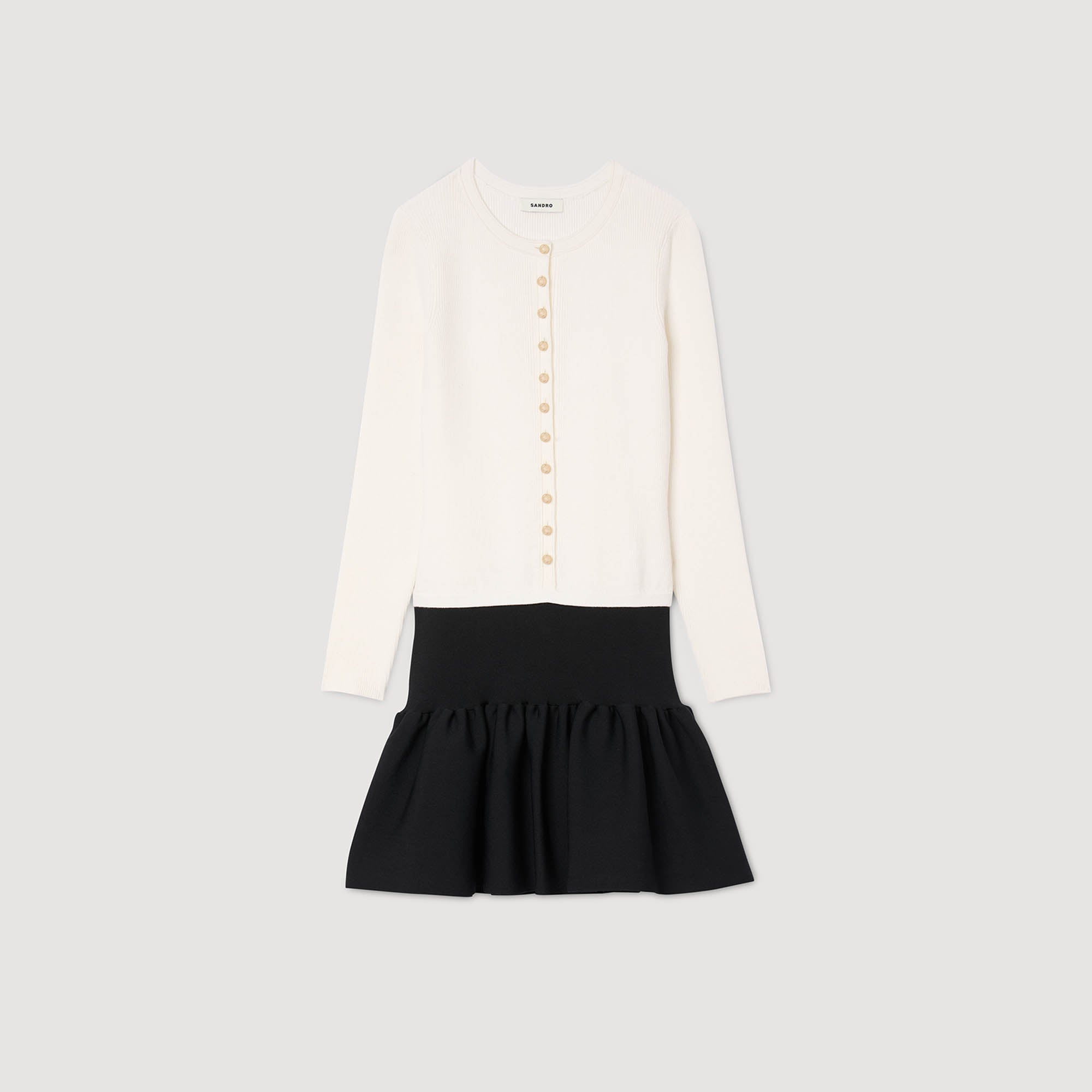 Maelya Cropped Two-Tone Dress Ecru / Black