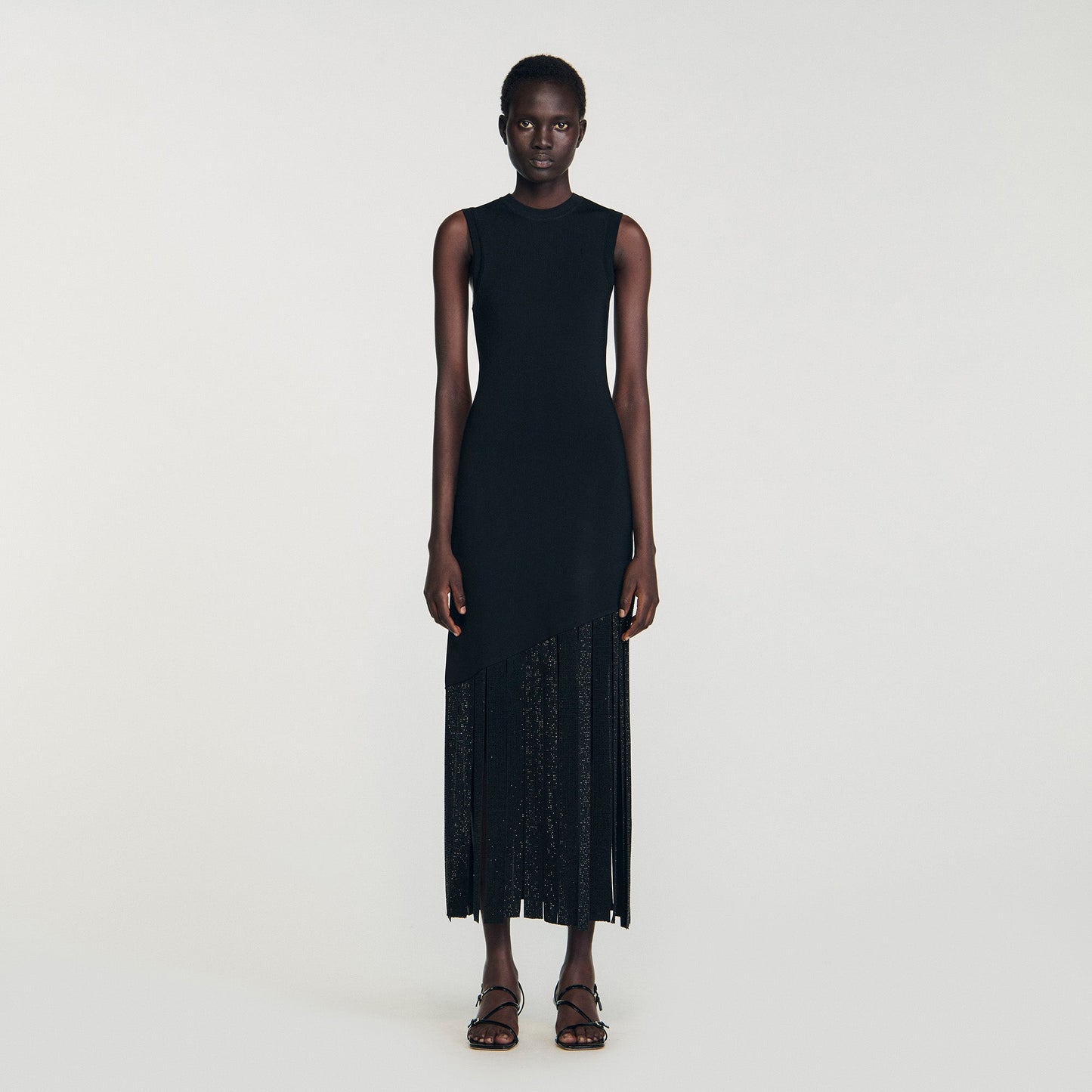 Astoria Fringed Maxi Dress Black