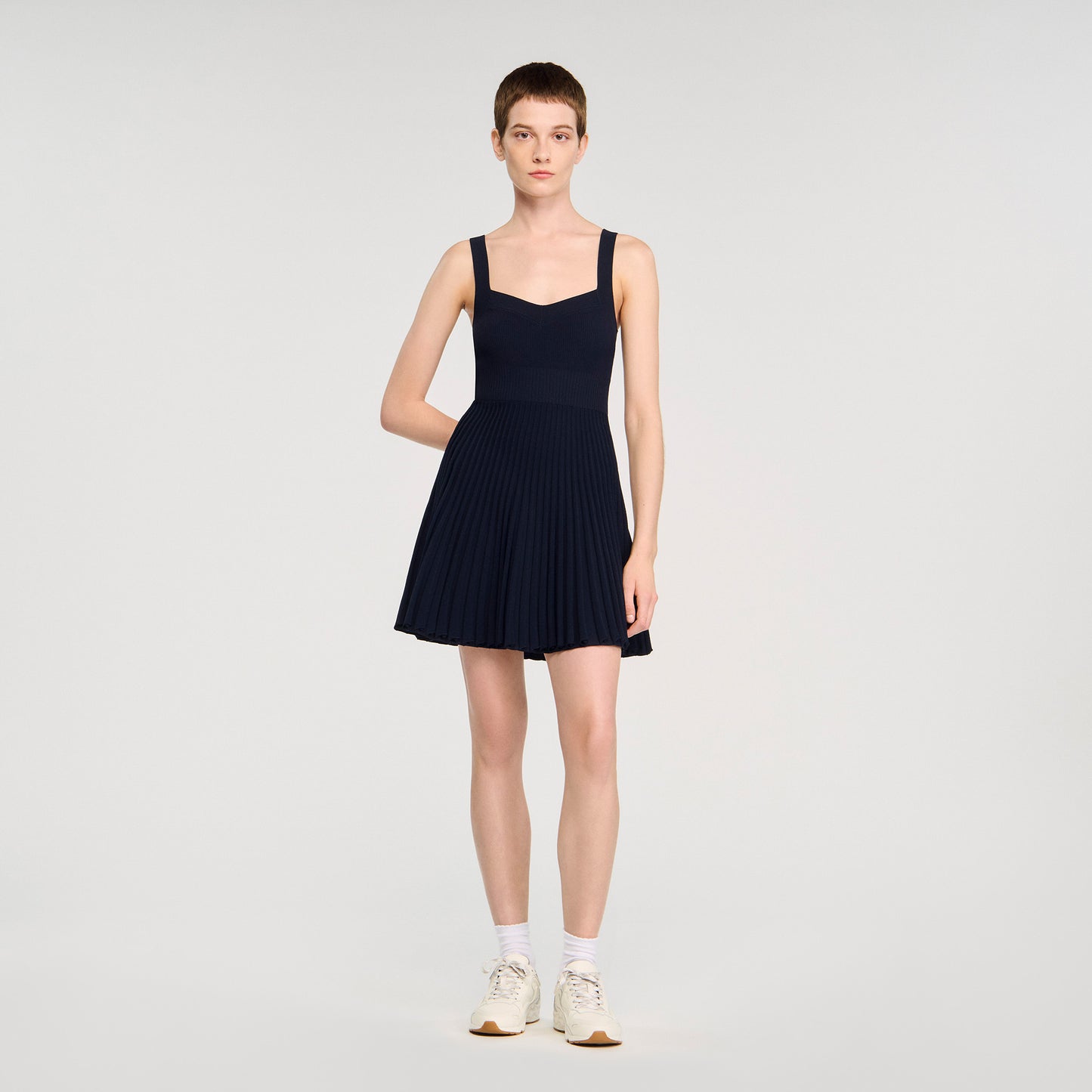 Magdaleine Short Knit Dress Navy Blue