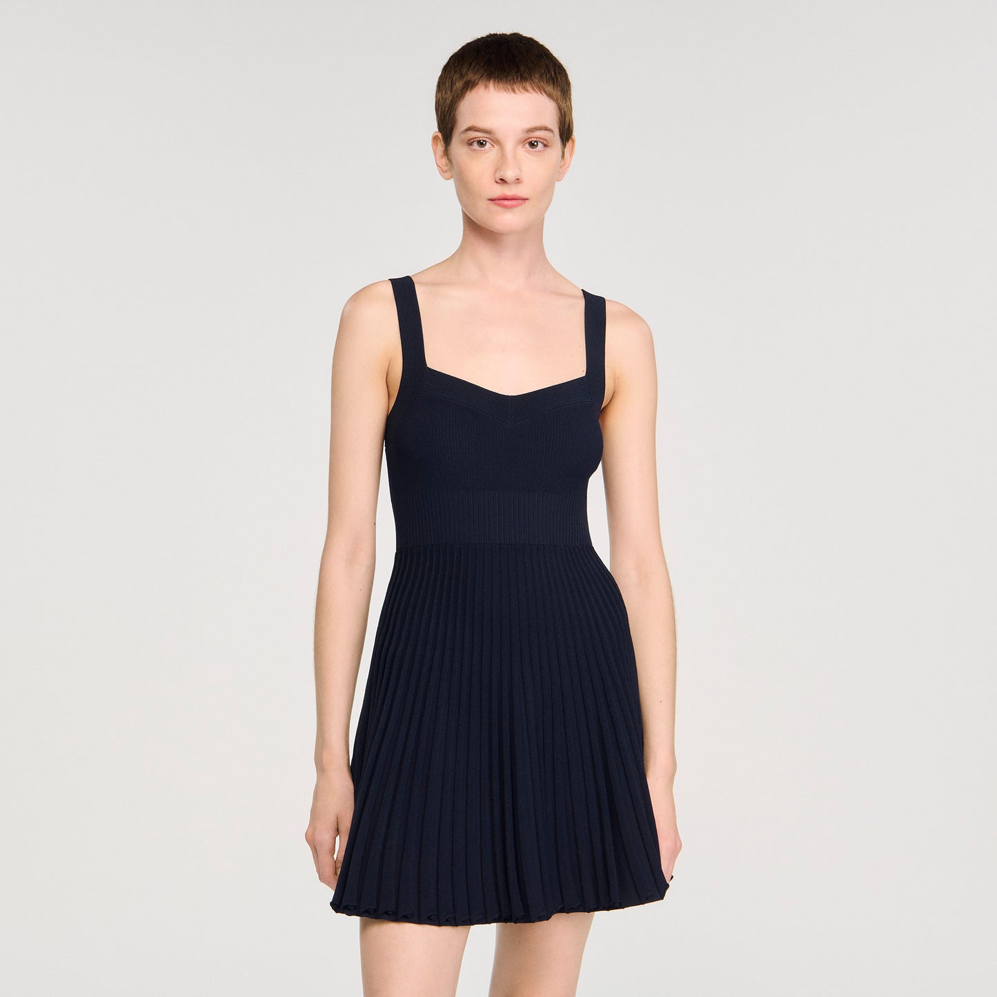 Magdaleine Short Knit Dress Navy Blue