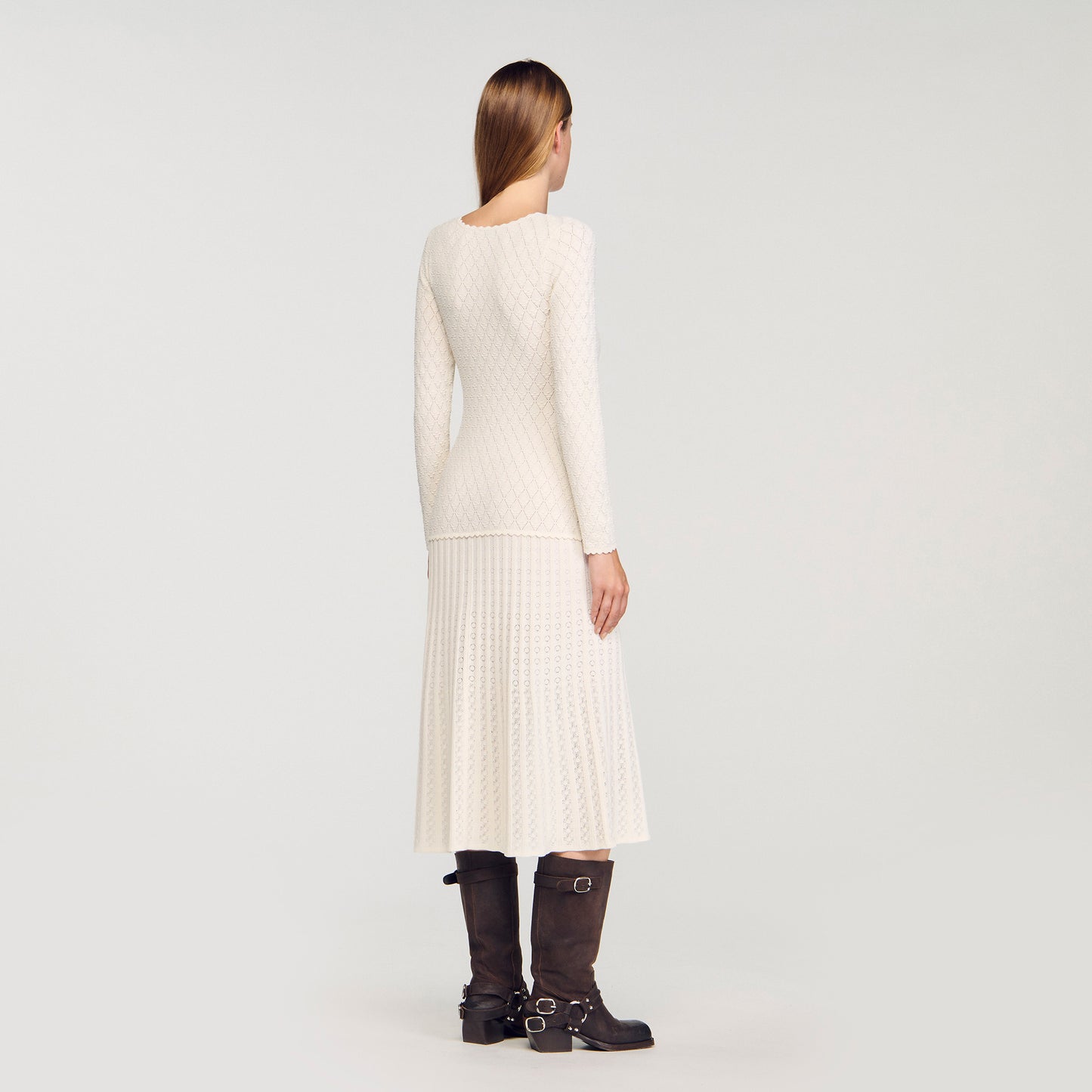Sabah Fancy Knit Maxi Dress Ecru