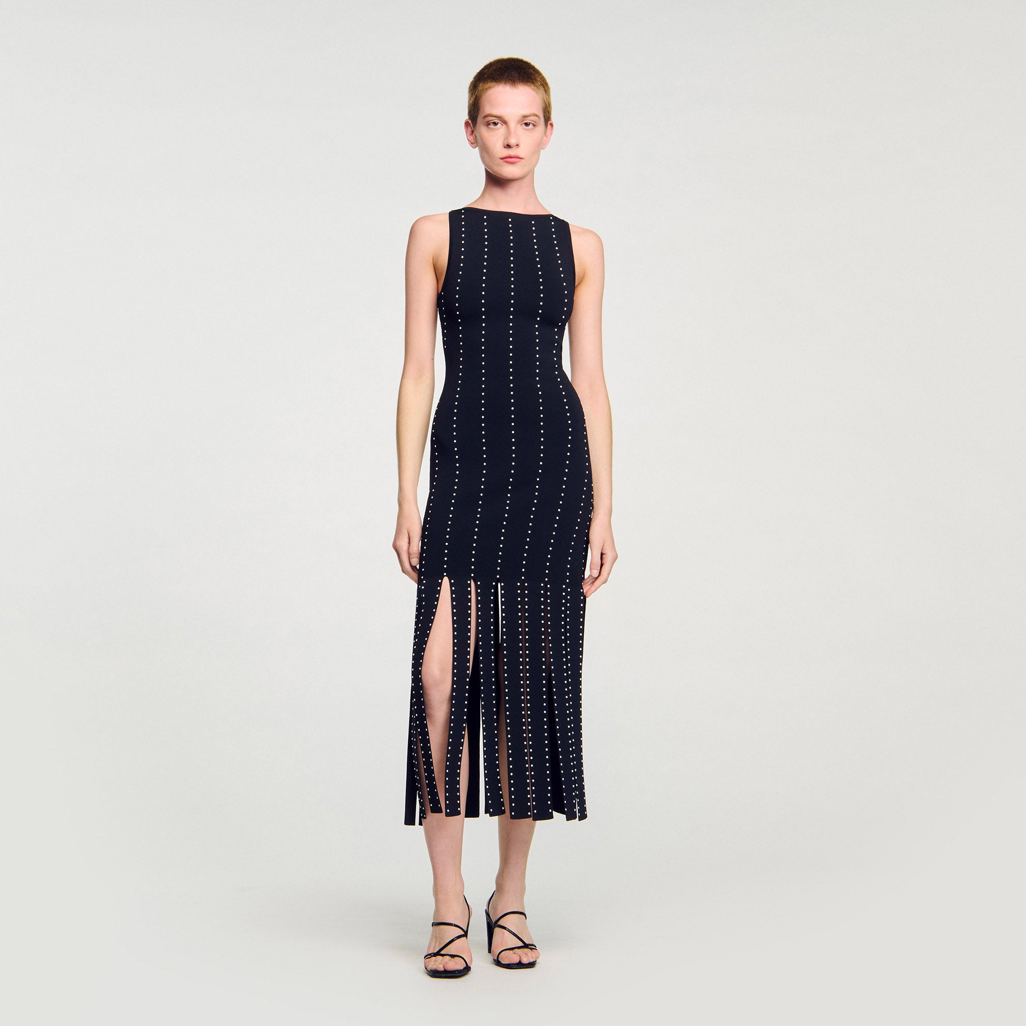 midi knitted dress long sleeve Brown Cable Knit Fitted Midi Dress main image 0