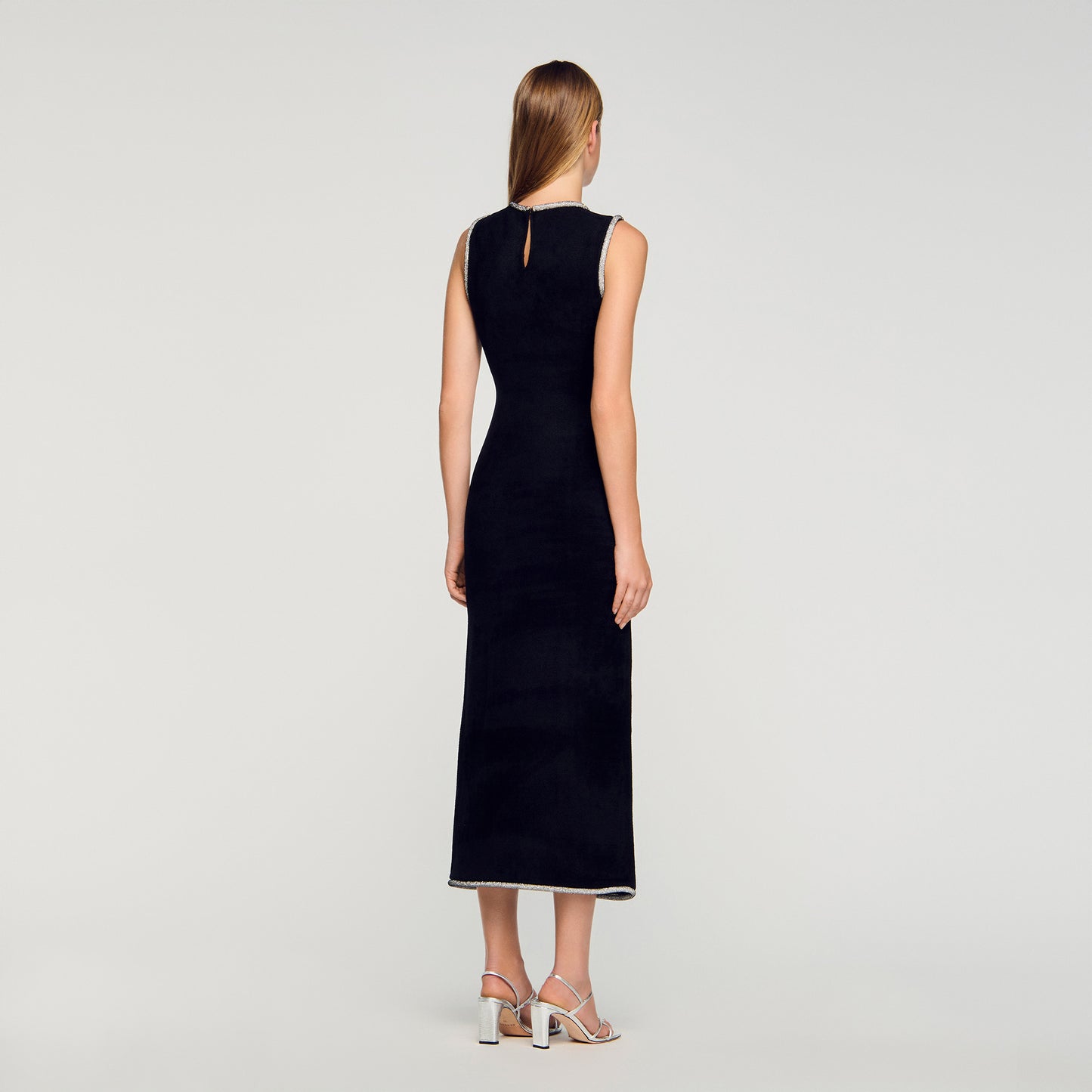 Guoda Rhinestone Slit Maxi Dress Black