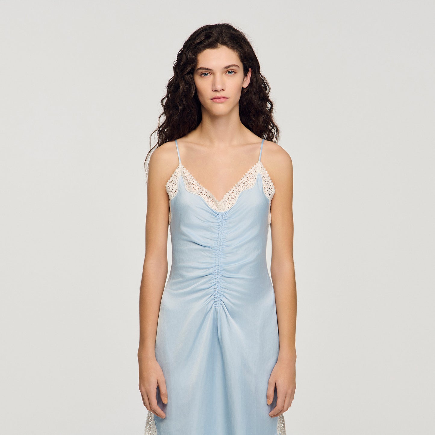 Gaiana Satin-Effect Maxi Dress With Straps SKY BLUE