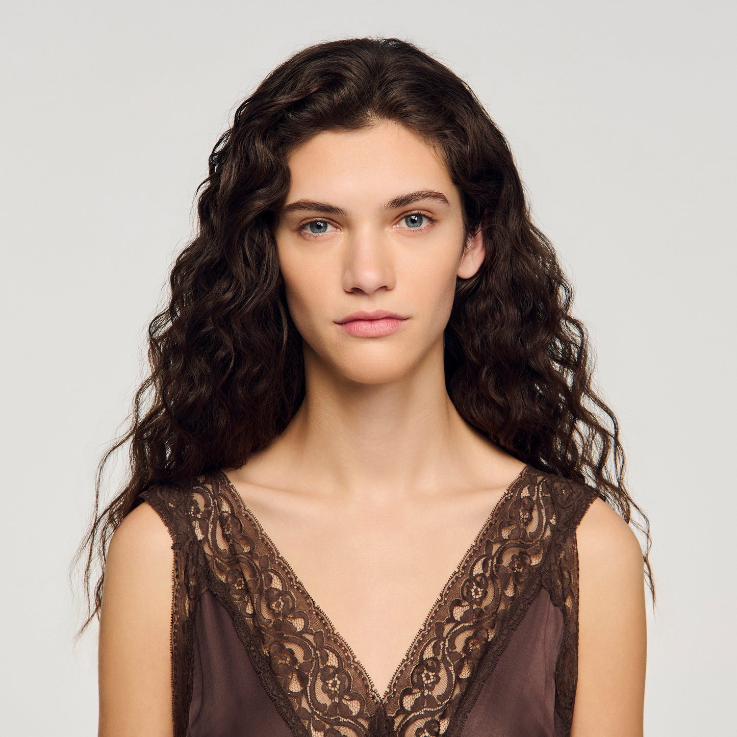 Behati Lace Collar Maxi Dress Brown