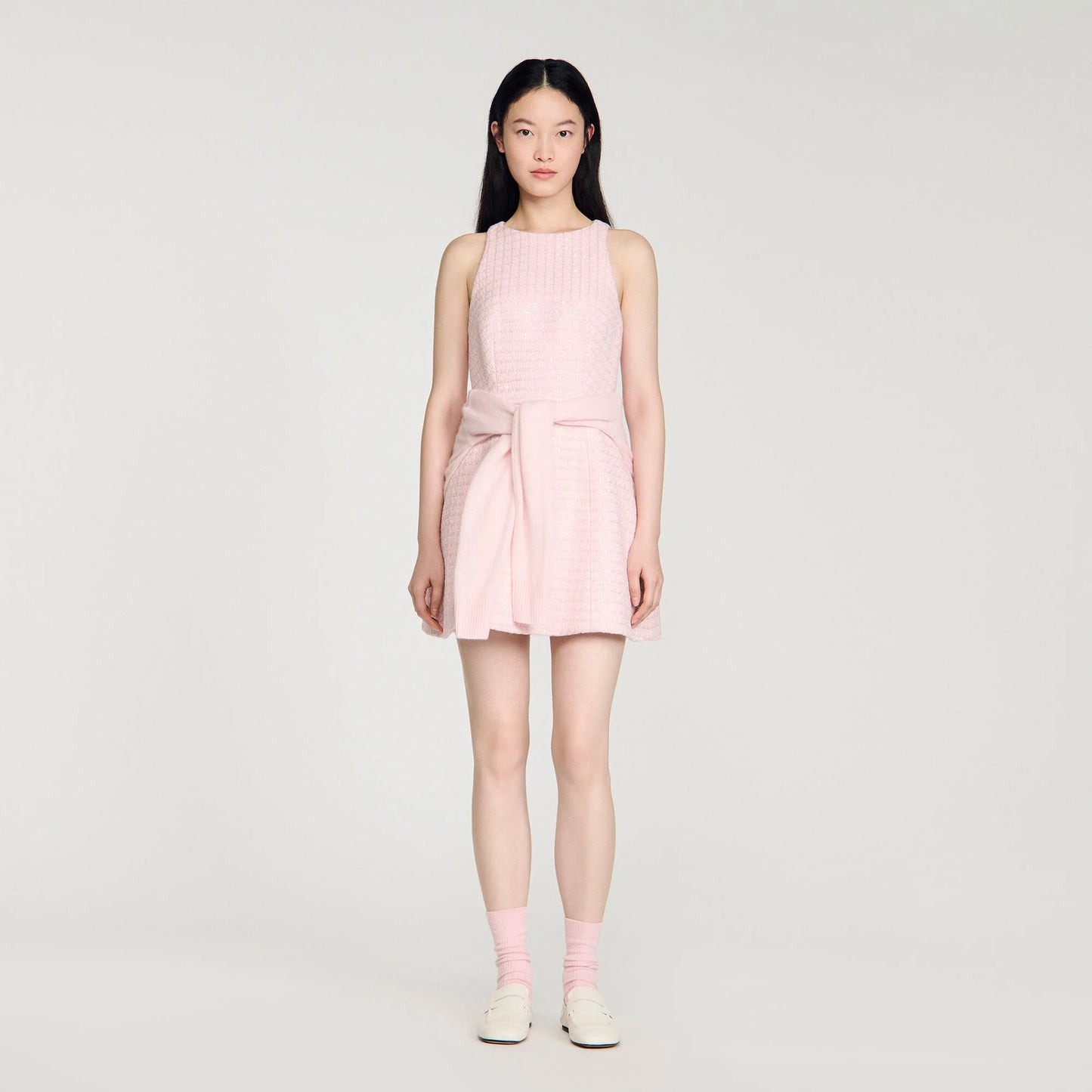 Demirose Sequin Tweed Short Dress Pink