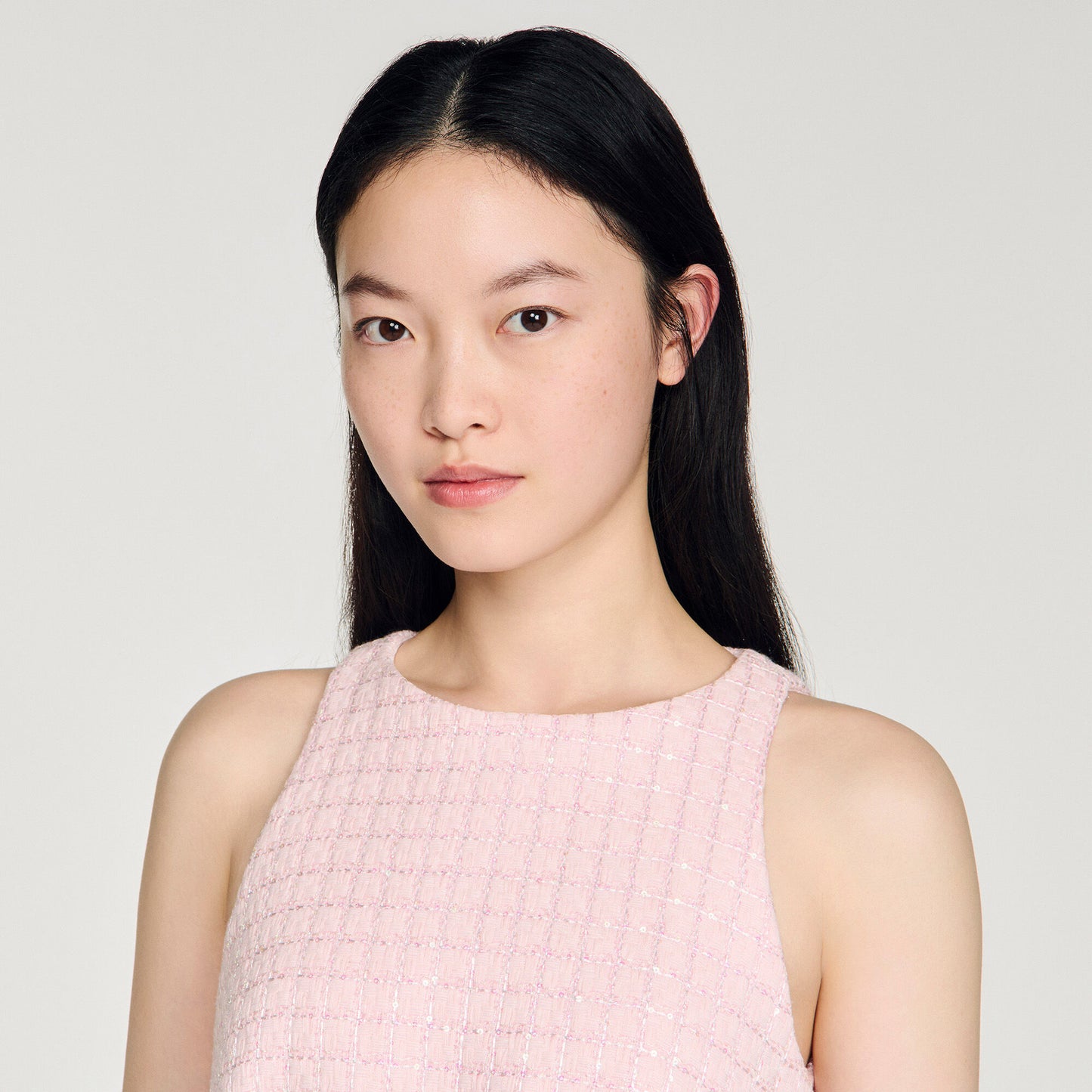 Demirose Sequin Tweed Short Dress Pink