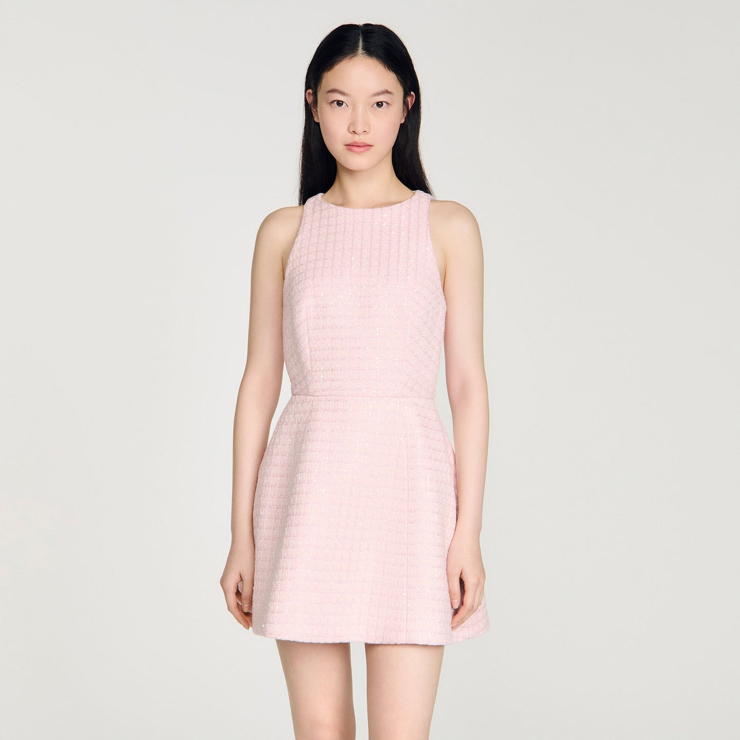 Demirose Sequin Tweed Short Dress Pink