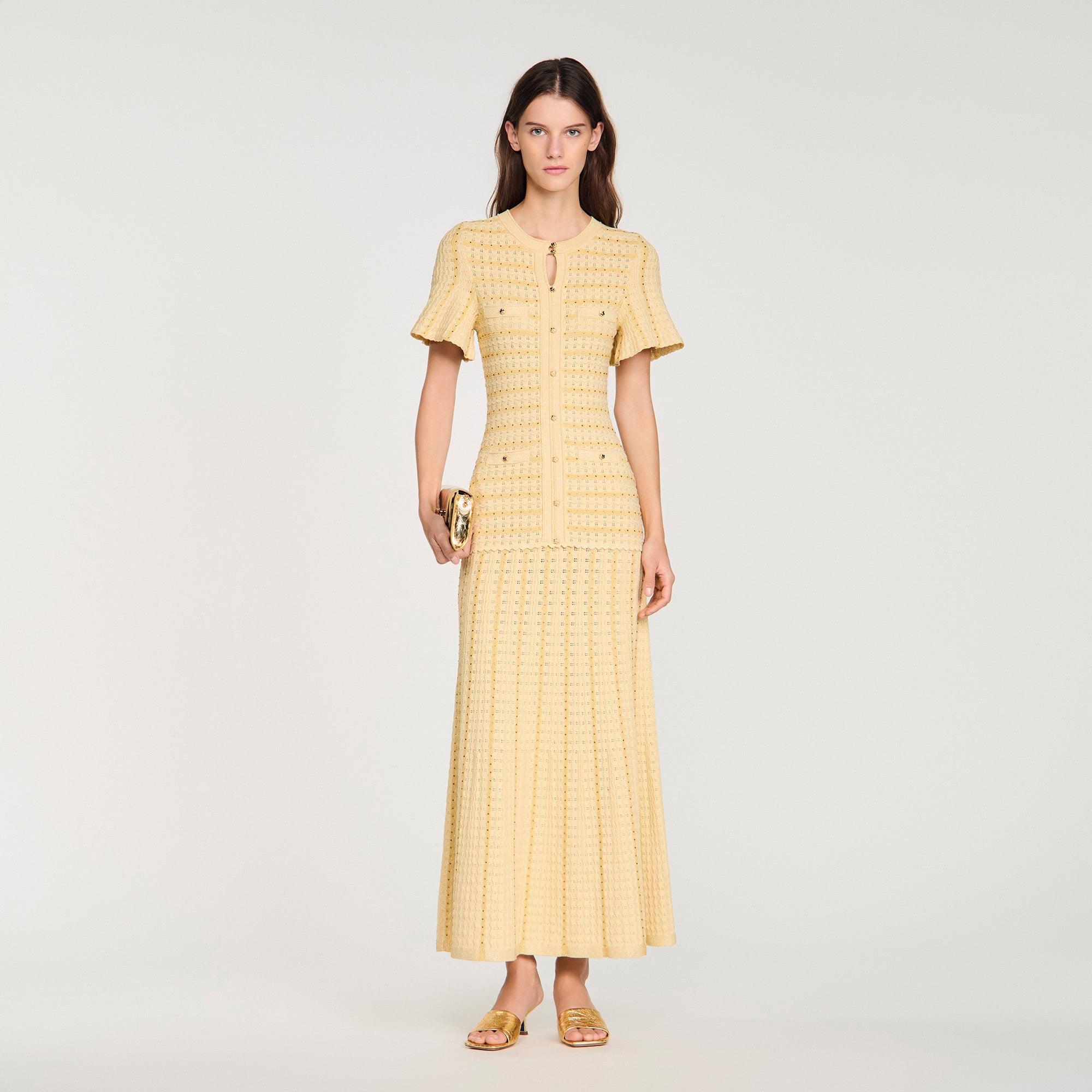 Diane Rhinestone Knit Maxi Dress Gold Diane Rhinestone Knit Maxi Dress Gold