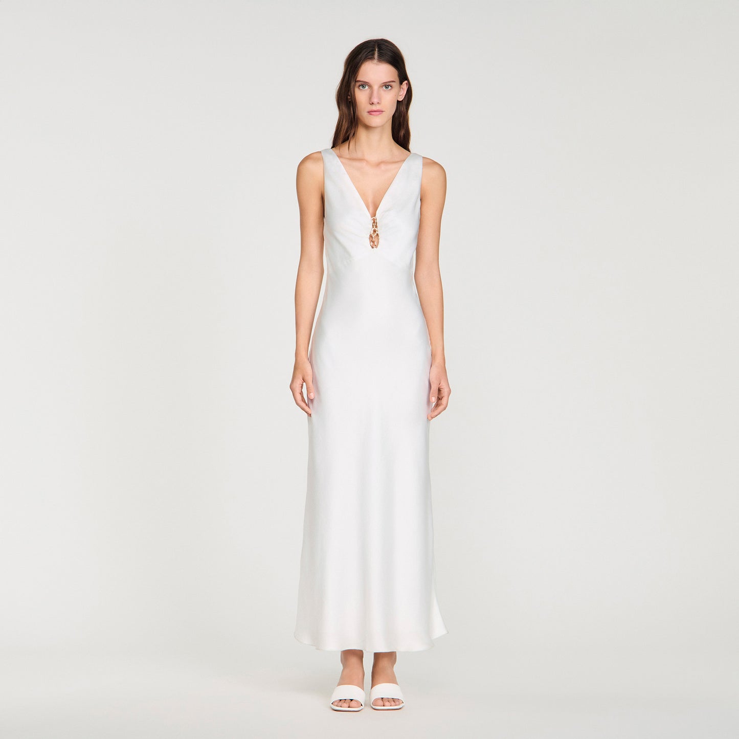 Alma Jewel Satin-Effect Maxi Dress White