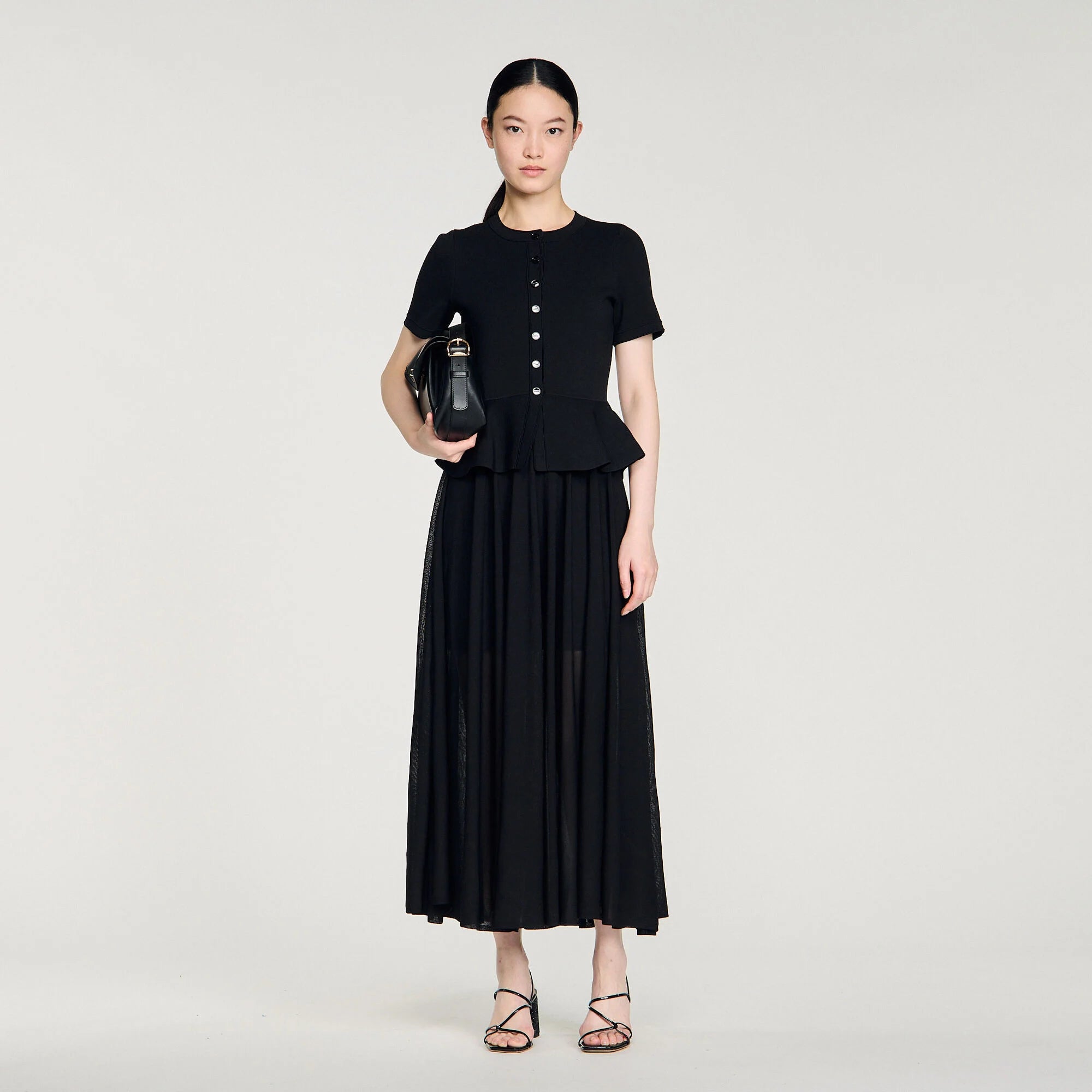 Judith Peplum Knit Maxi Dress Black Judith Peplum Knit Maxi Dress Black