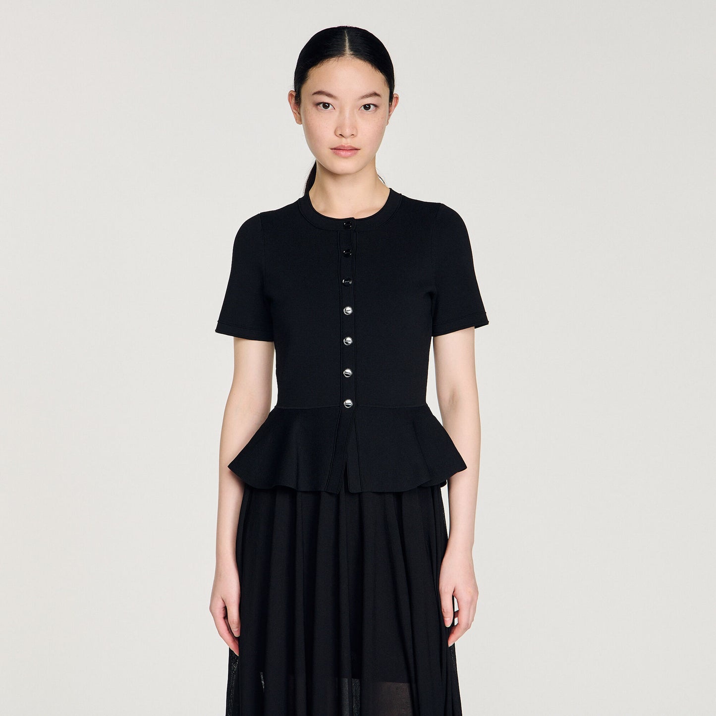 Judith Peplum Knit Maxi Dress Black