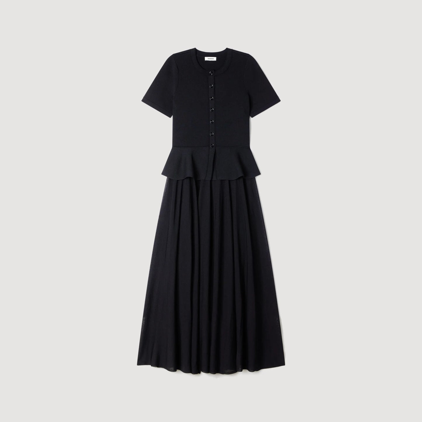 Judith Peplum Knit Maxi Dress Black