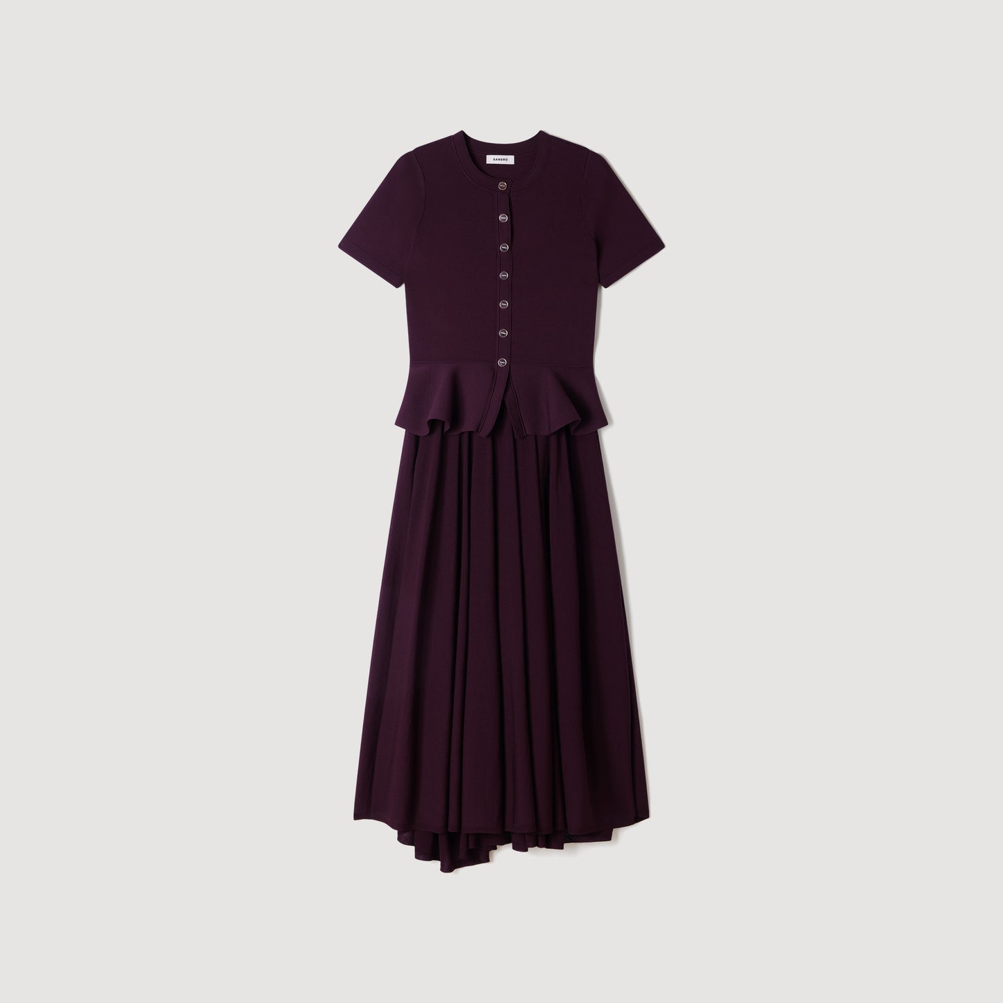 Judith Knit maxi dress with peplum Bordeaux