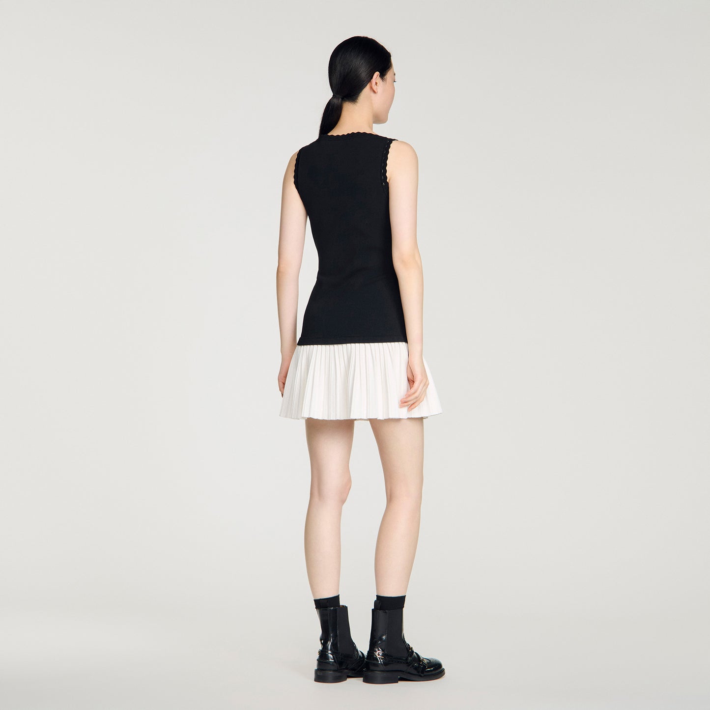 Mendy Two-Tone Short Dress BLACK