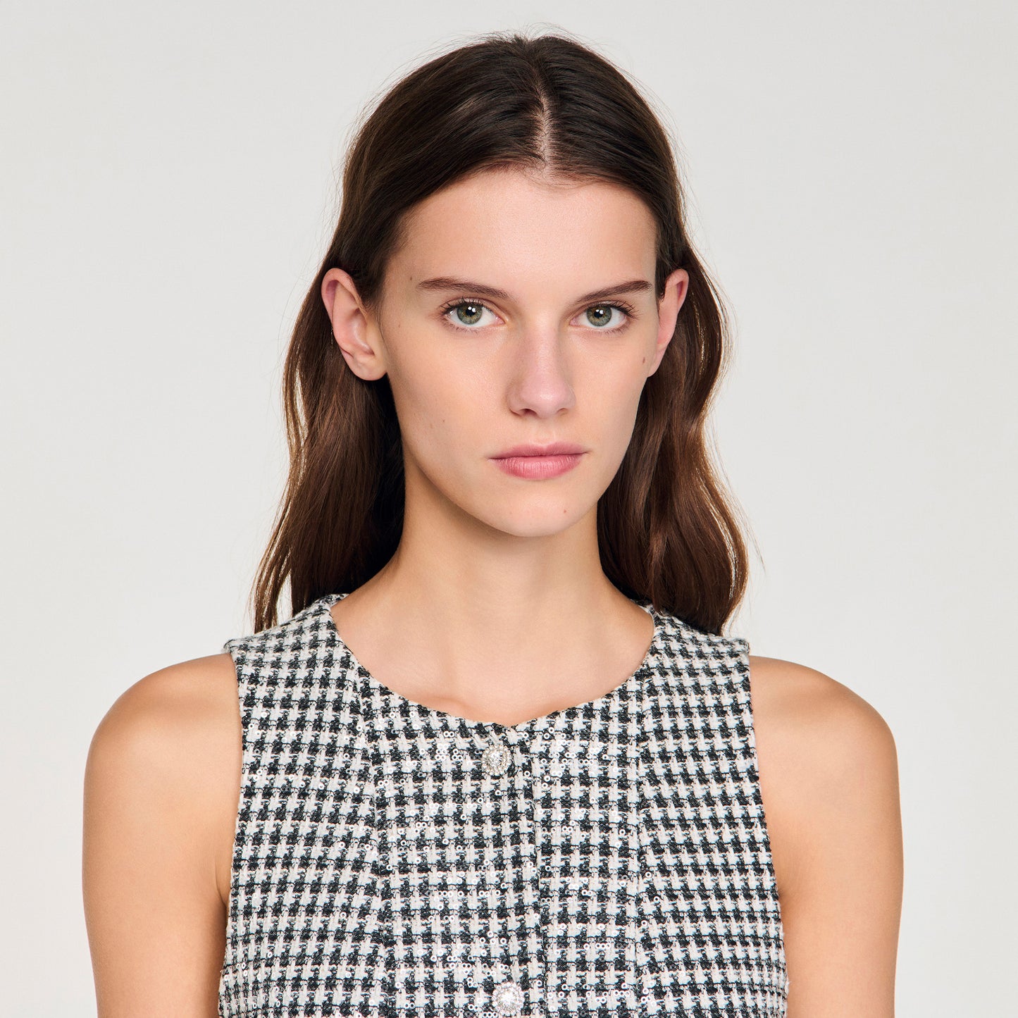 Flavie Tweed And Sequin Short Dress Black / White