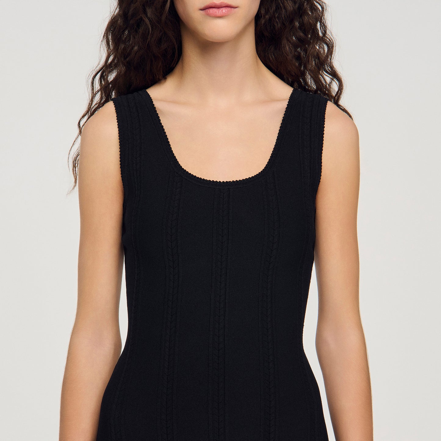 Carla Short Knit Dress With Ruffle Black