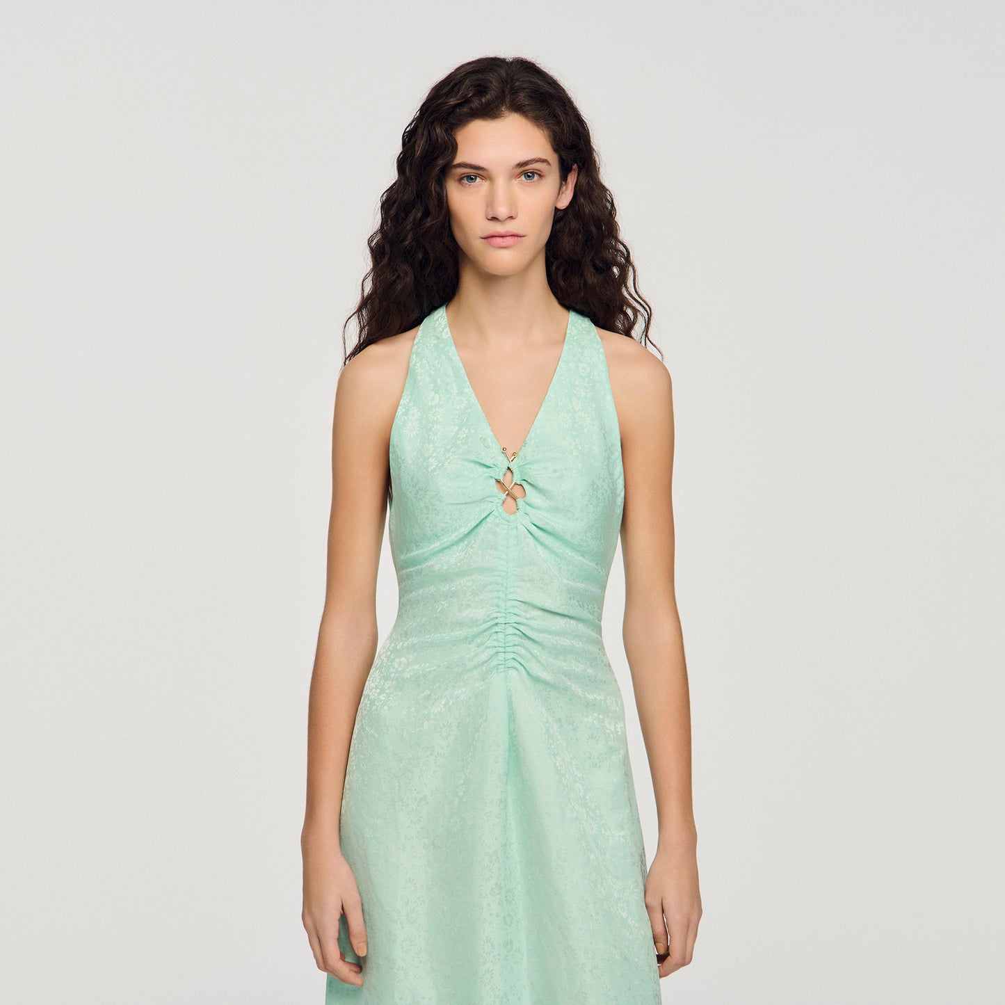 Monira V-Neck Floral Print Maxi Dress LIGHT GREEN