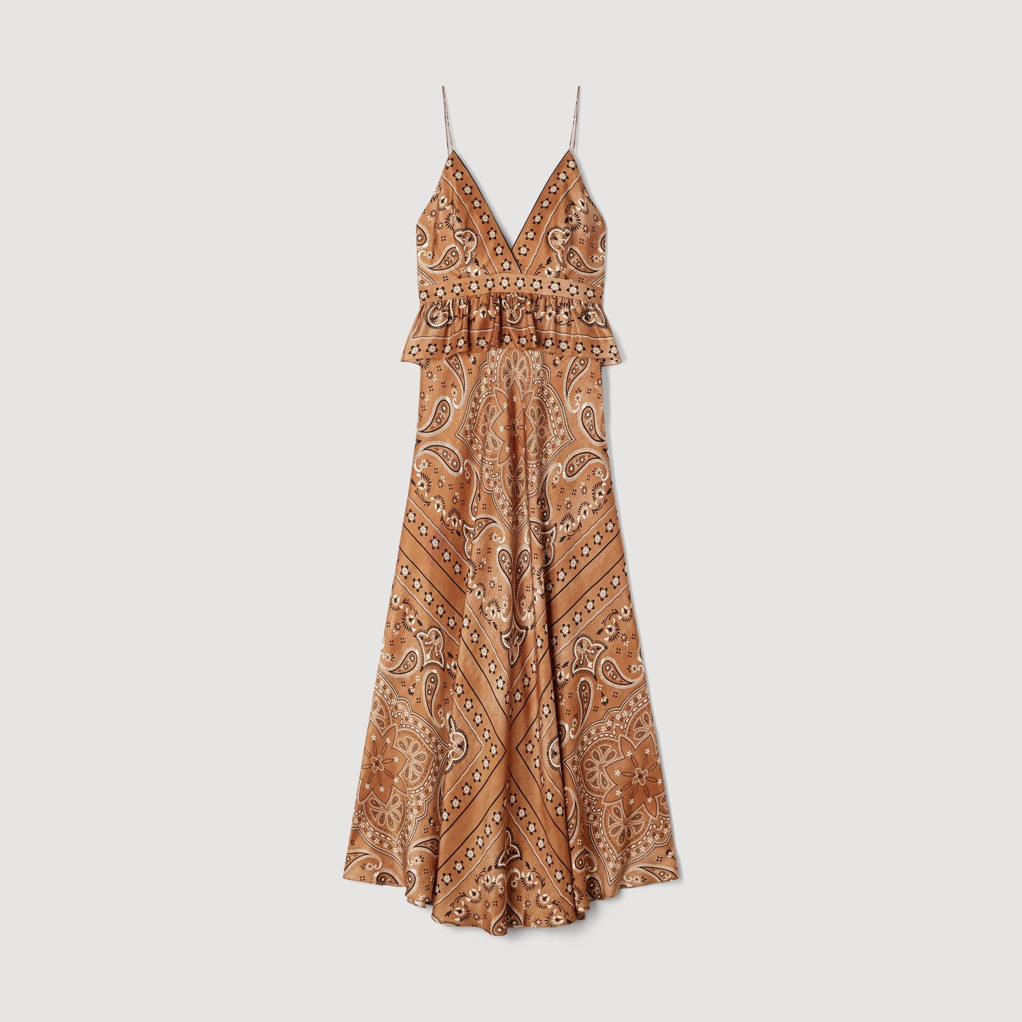 Vanellia Bandana-Print Maxi Dress Brown / Black