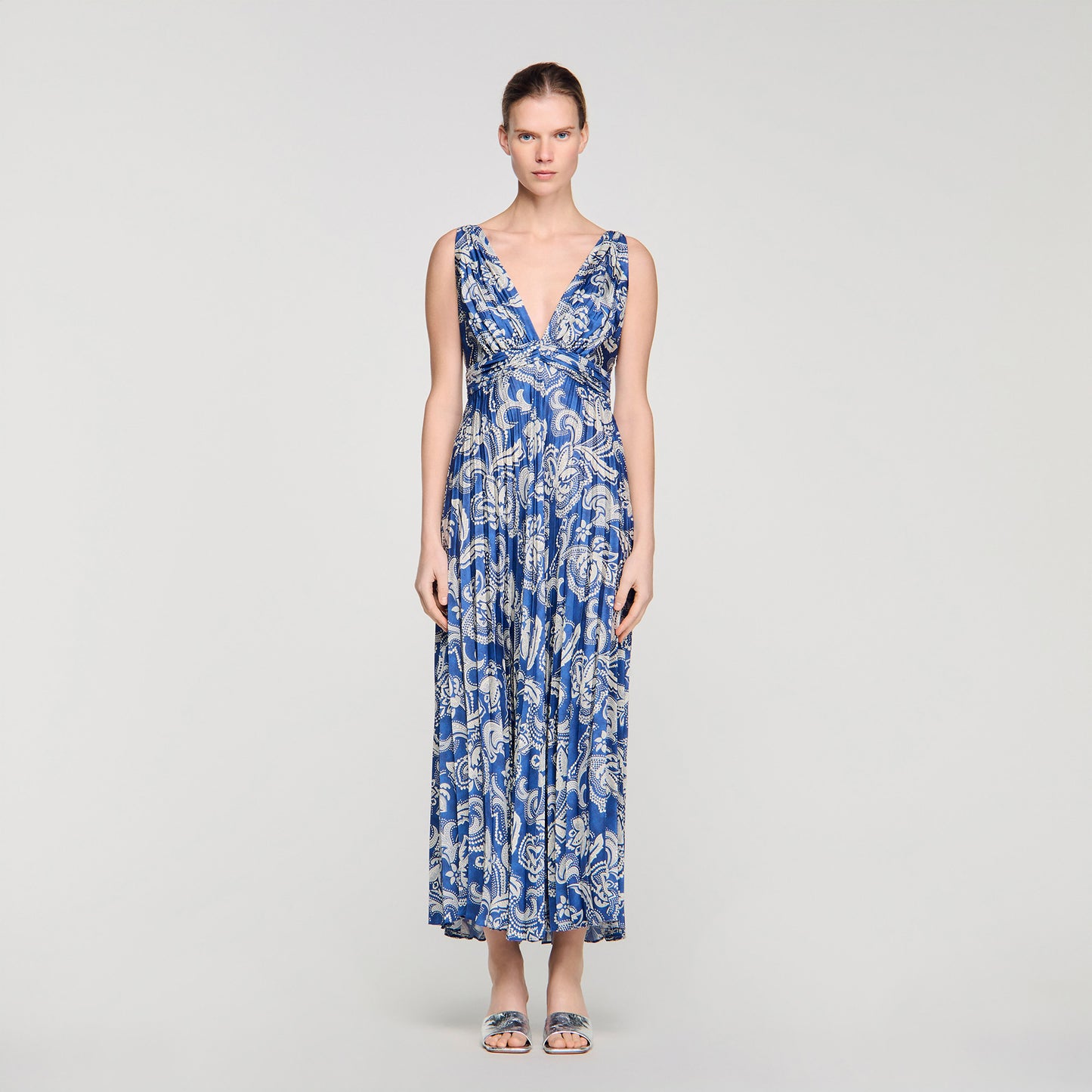 Piedra Floral Print Maxi Dress Blue / Ecru