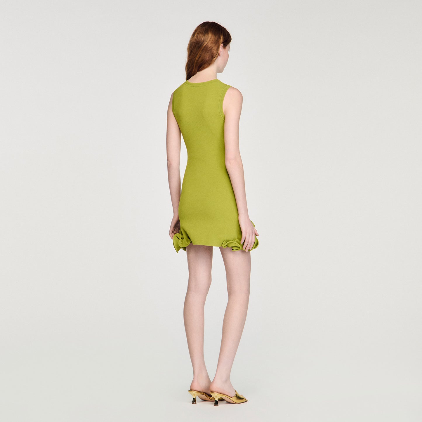 Chloe Short Floral Knit Dress Green