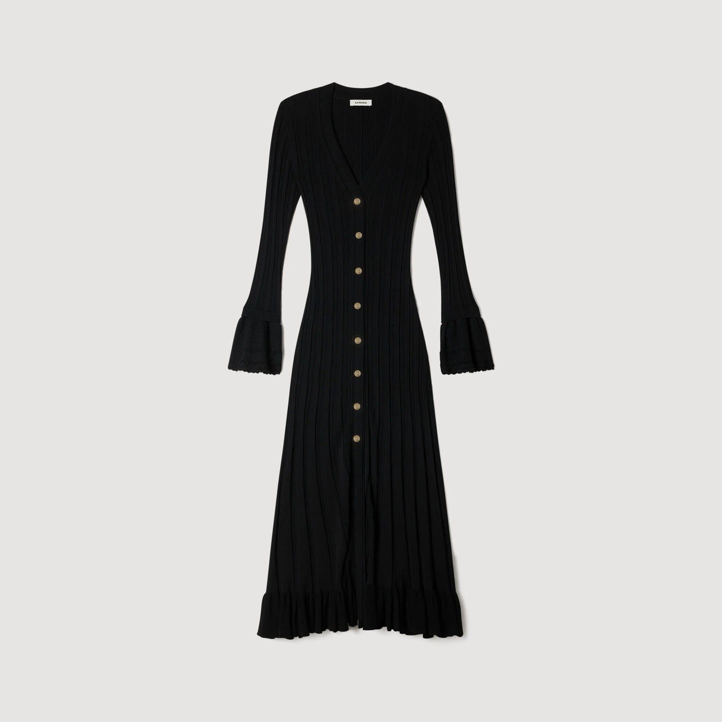 Narya Knit Maxi Dress With Ruffle Black