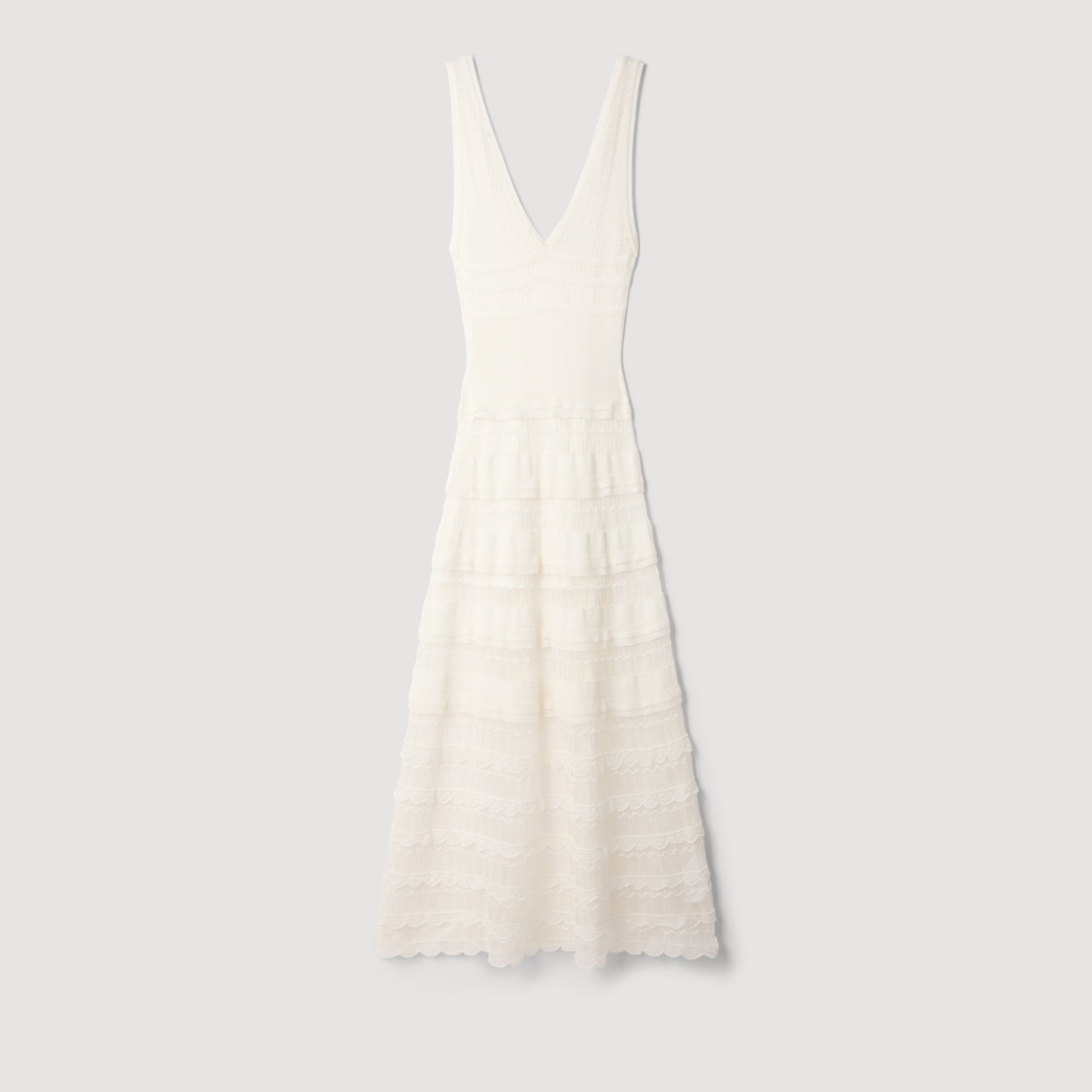 Zinnia Pointelle Knit Maxi Dress White