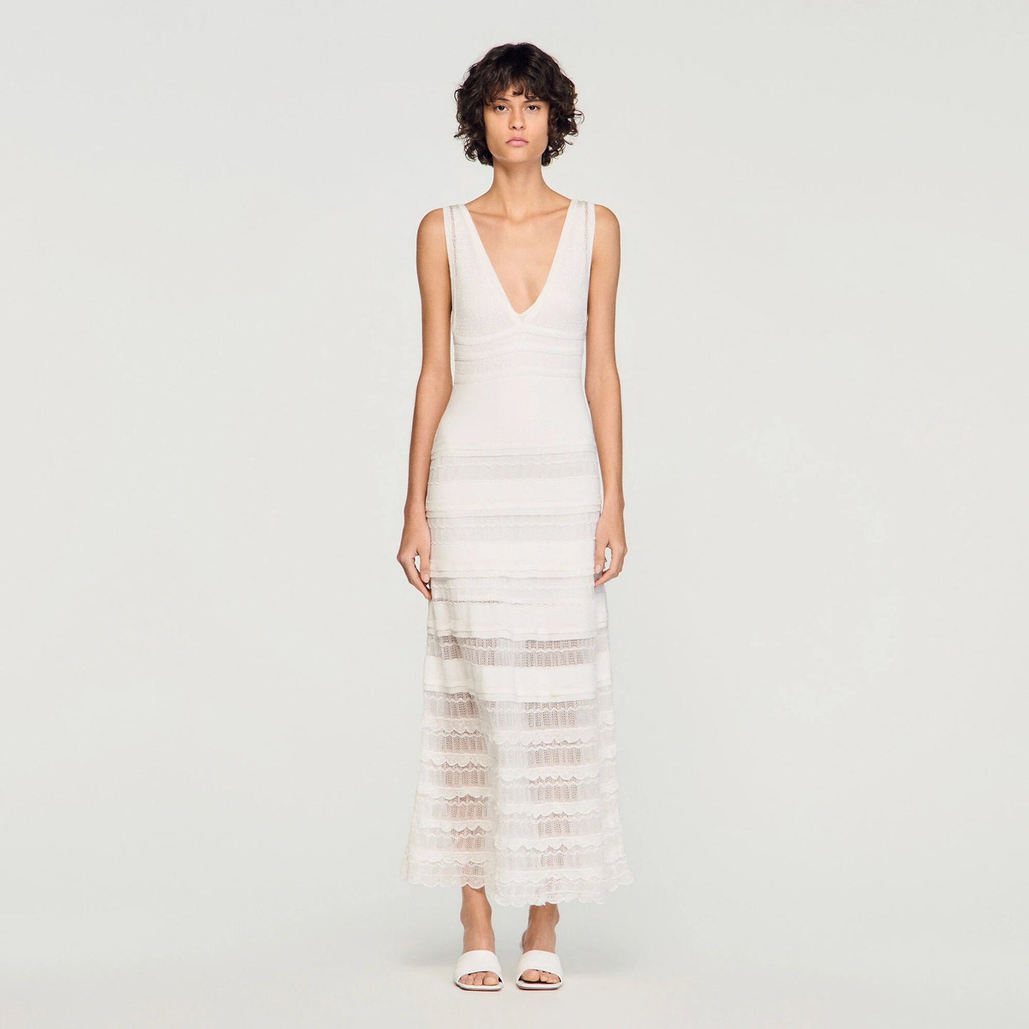 Zinnia Pointelle Knit Maxi Dress White